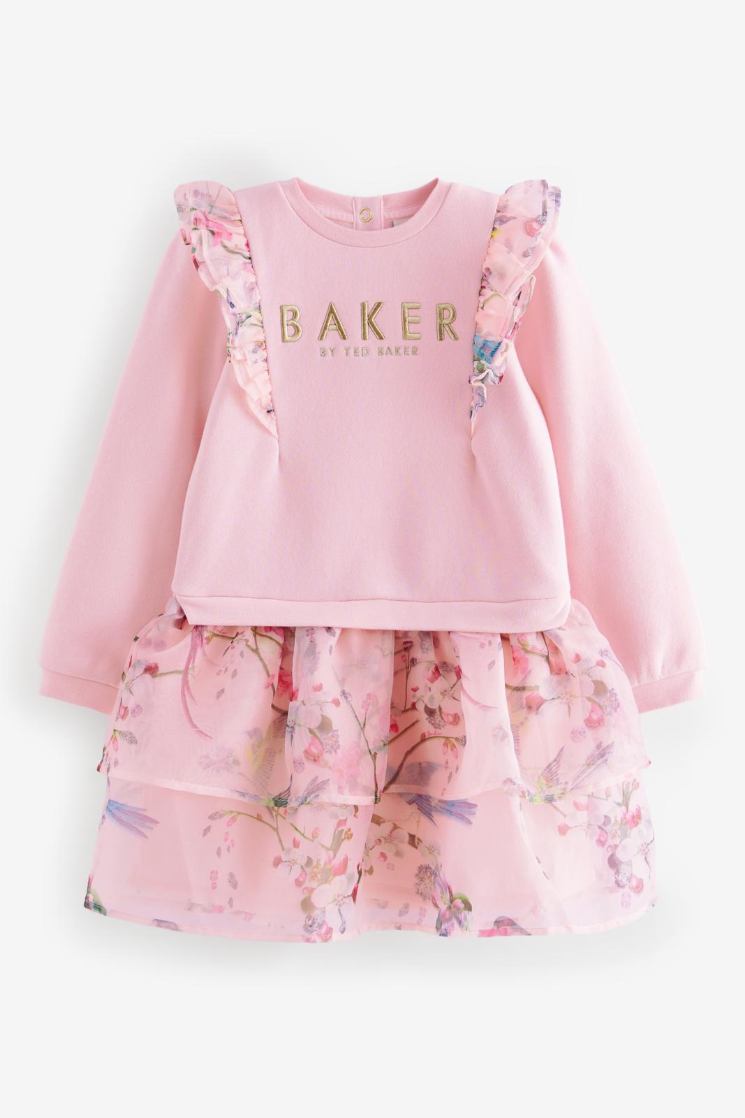 Organza Frill Sweat Dress Pink