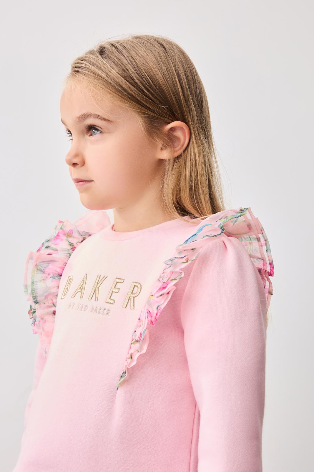 Organza Frill Sweat Dress Pink