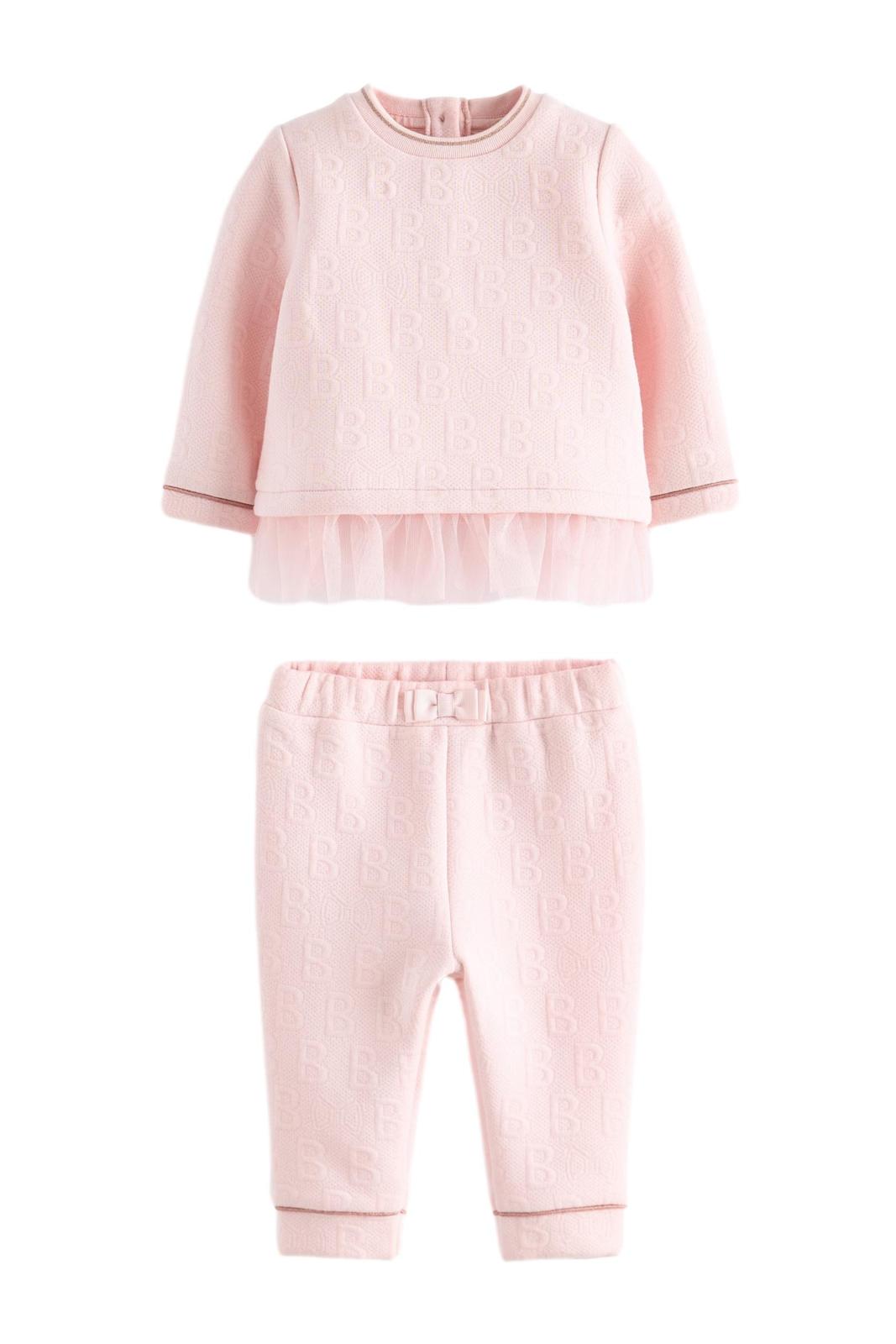 Mesh Sweater And Joggers Set Pink