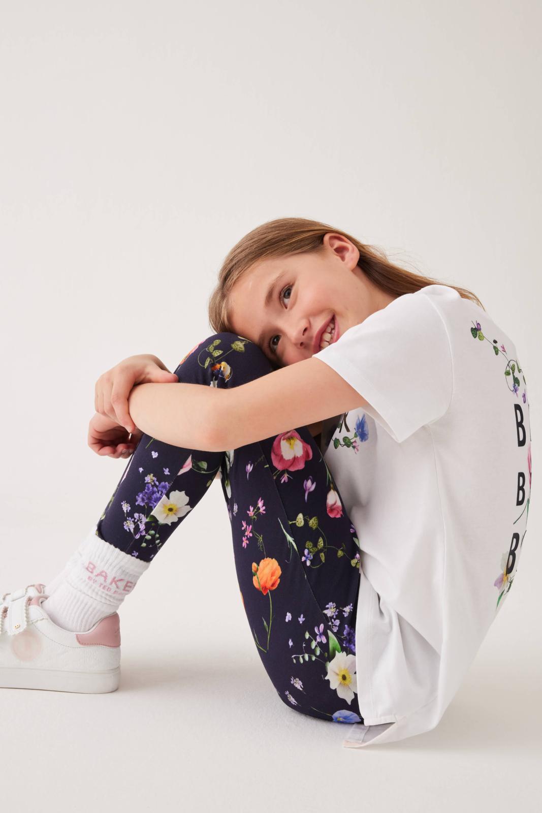 Floral Graphic T-Shirt and Leggings Navy