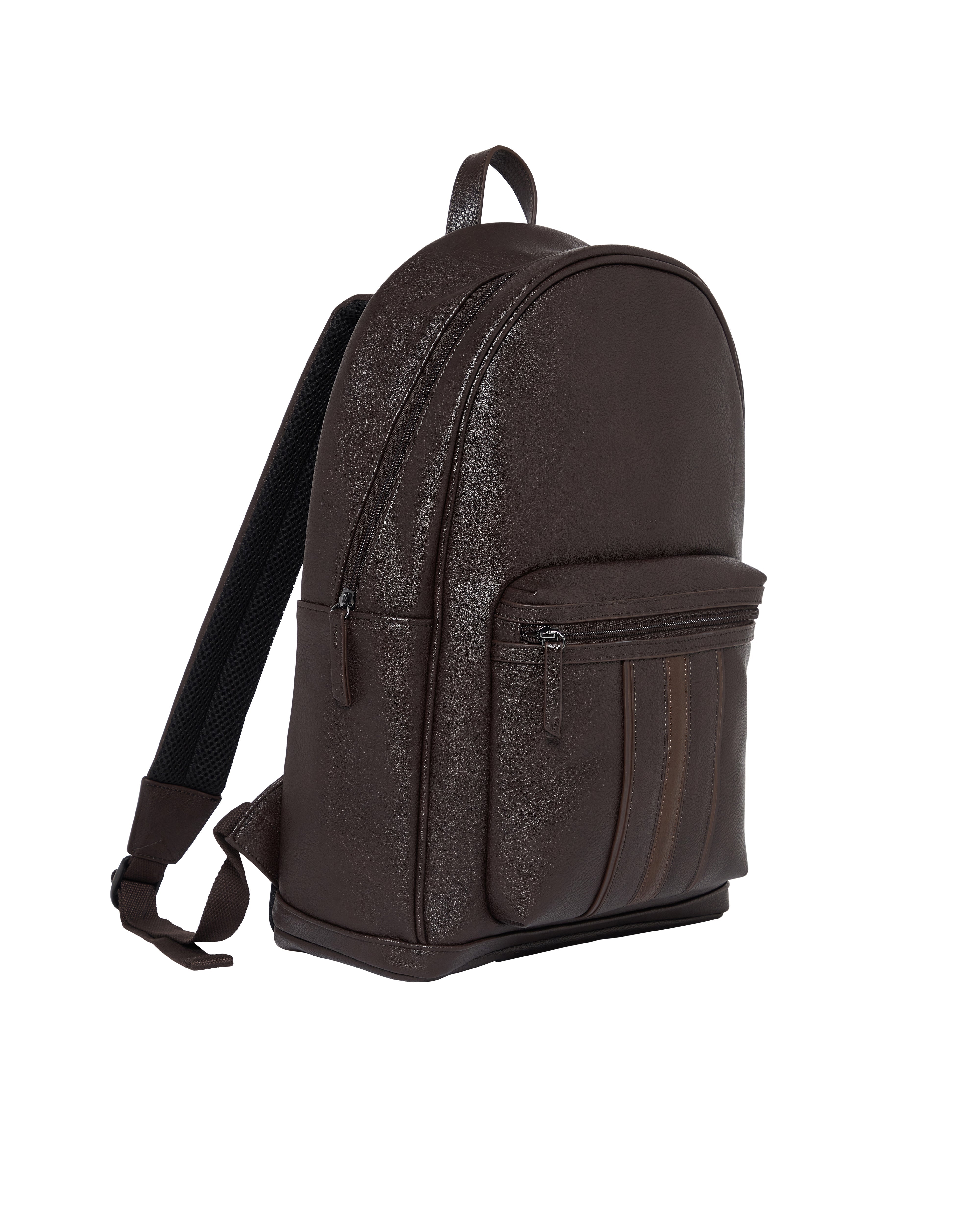 Keviin Stripe Pu Backpack Brn-Choc