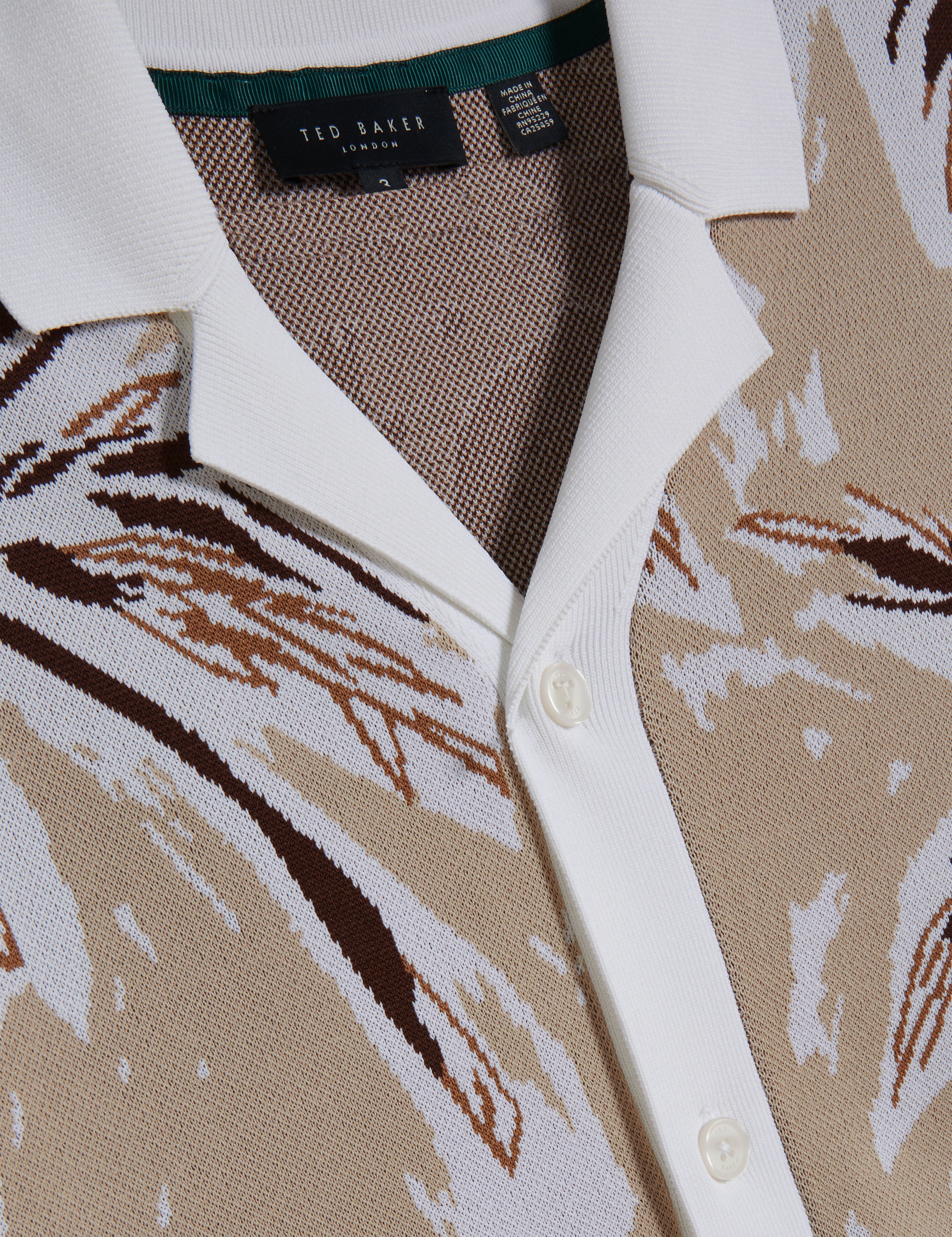 Kyes Short Sleeve Knitted Leaf Shirt Taupe