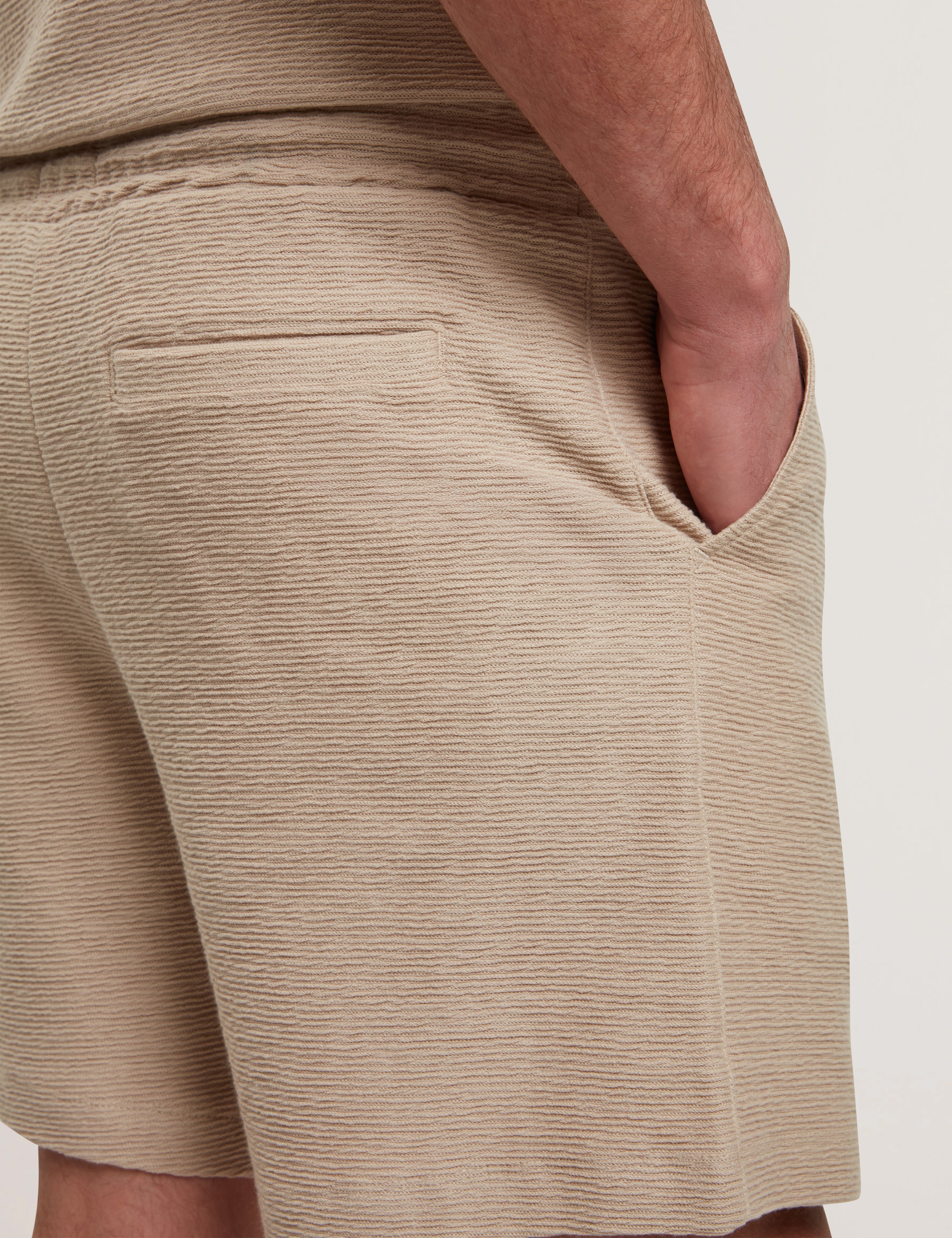 شورت لاديسلو قطني عادي برباط، لون بني رمادي