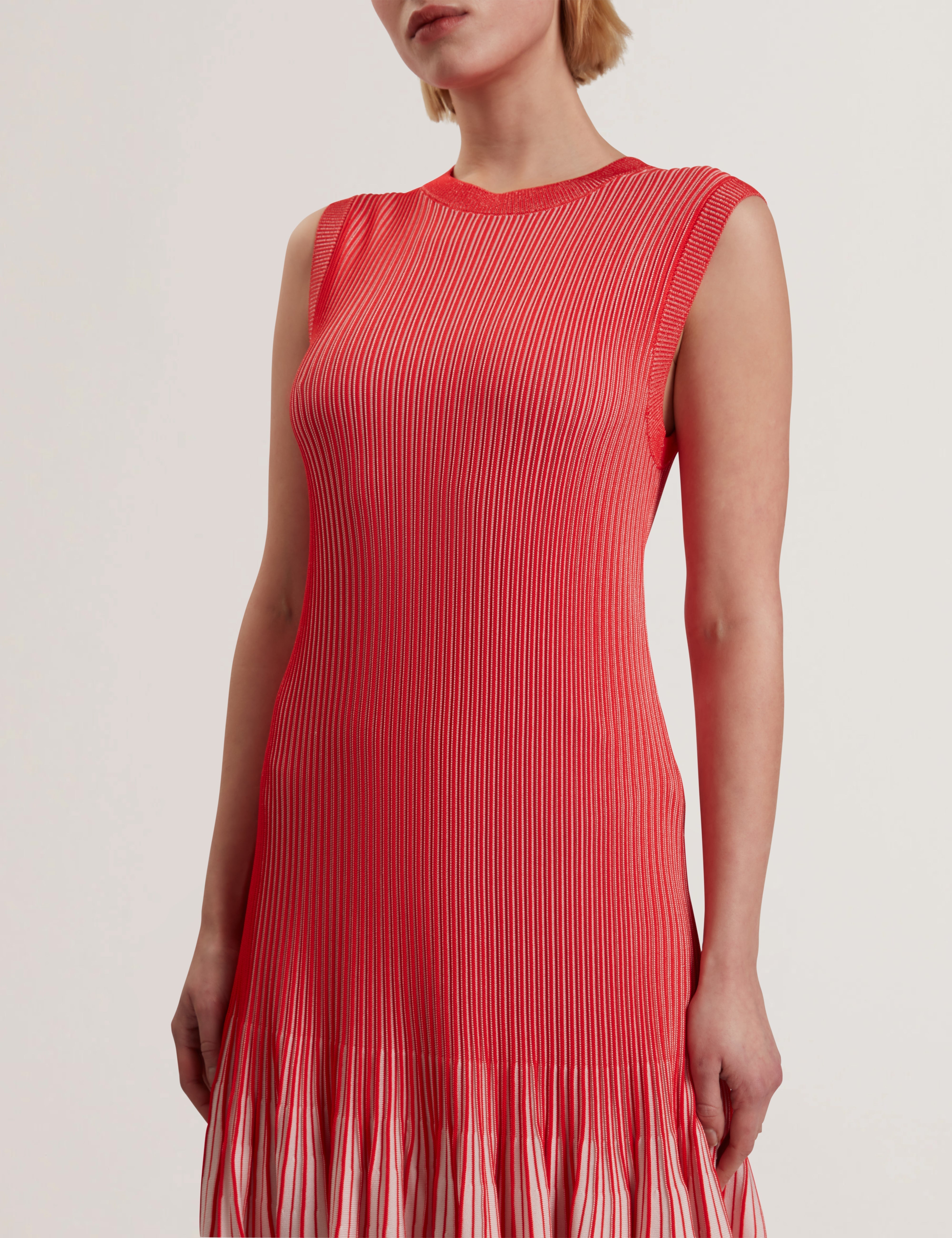 Lilyo Textured Stripe Flippy Skirt Mini Dress Red