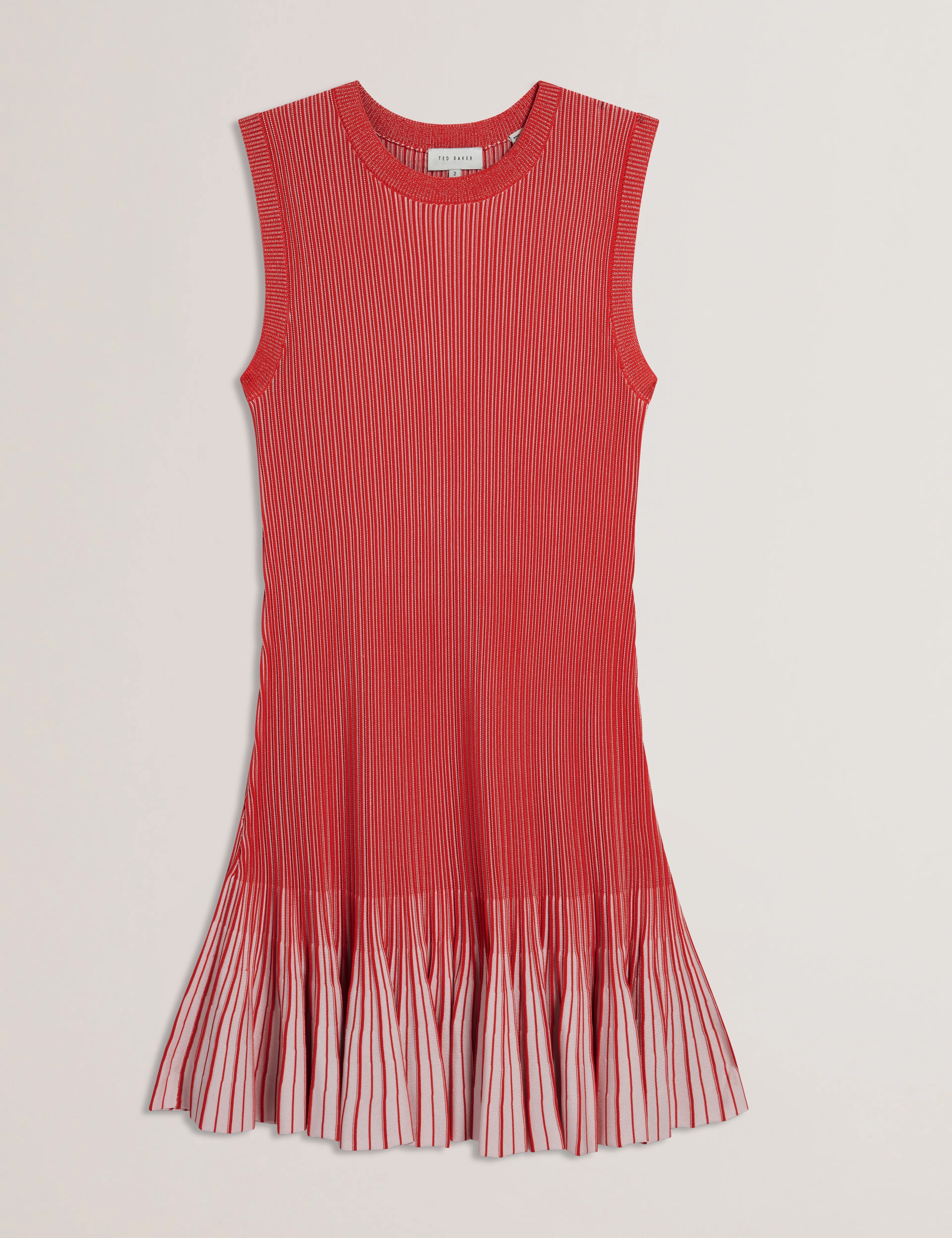 Lilyo Textured Stripe Flippy Skirt Mini Dress Red