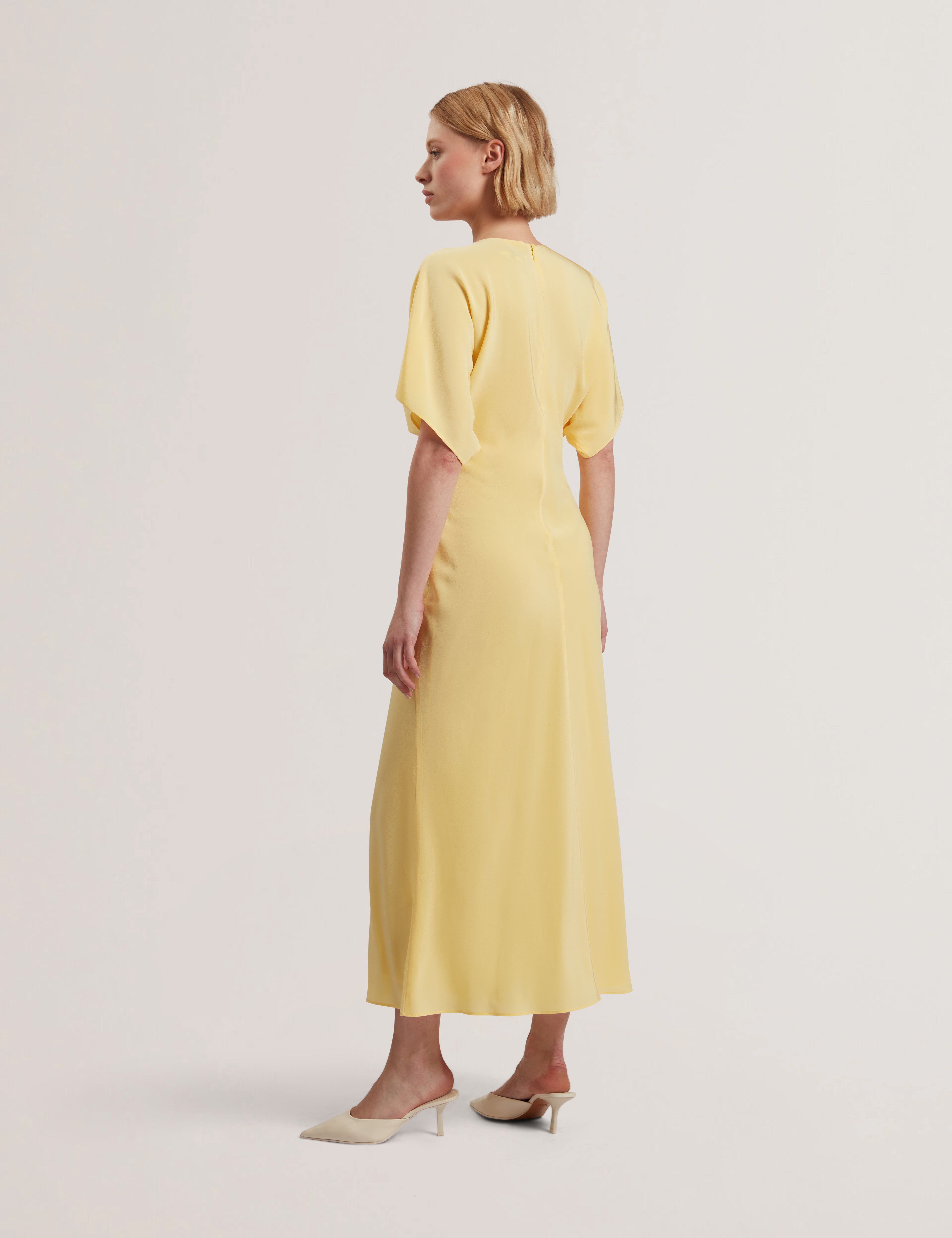 Maylei Slouch Sleeve Waisted Column Dress Lt-Yellow