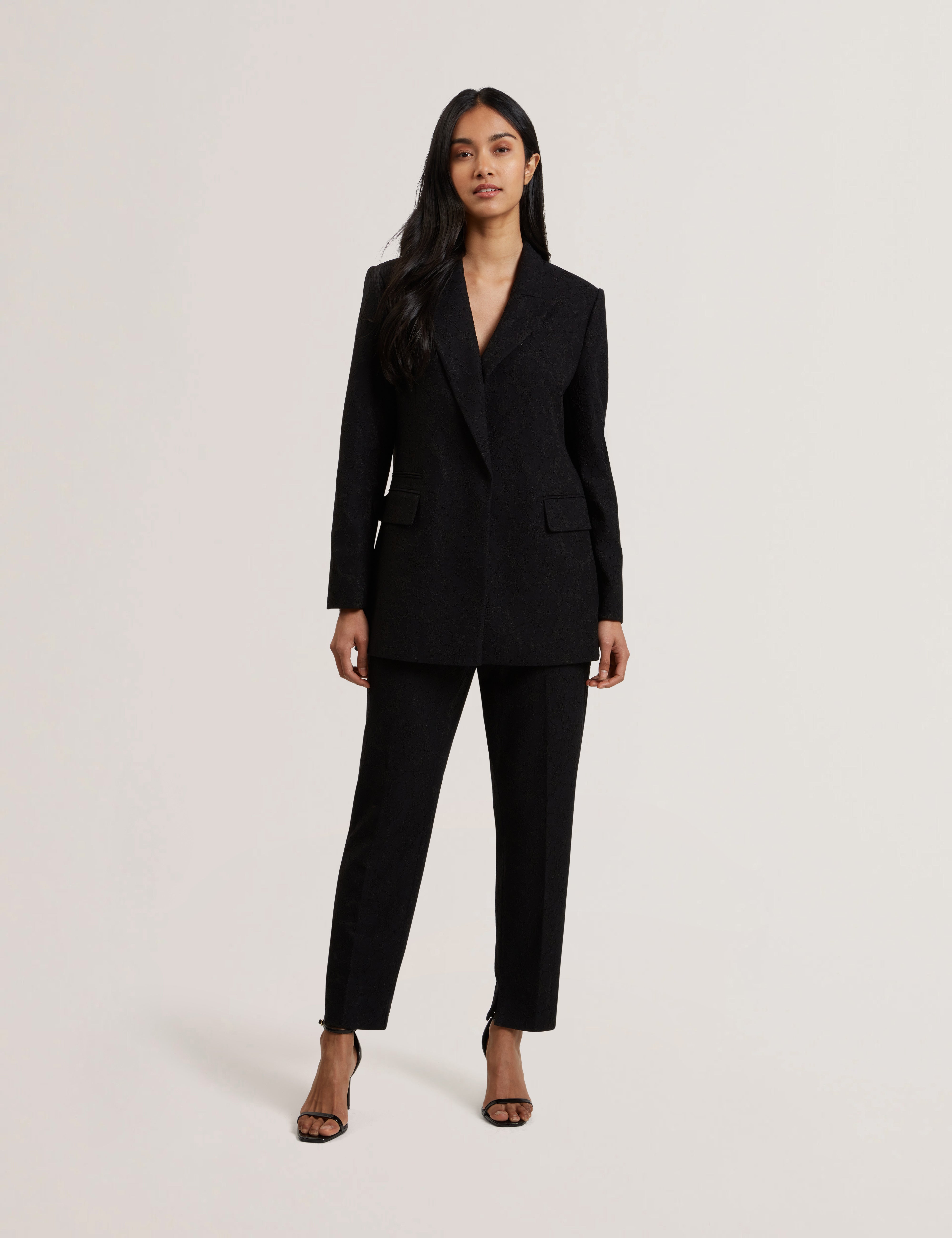 Merio Bonded Lace Sb Relaxed Blazer Black