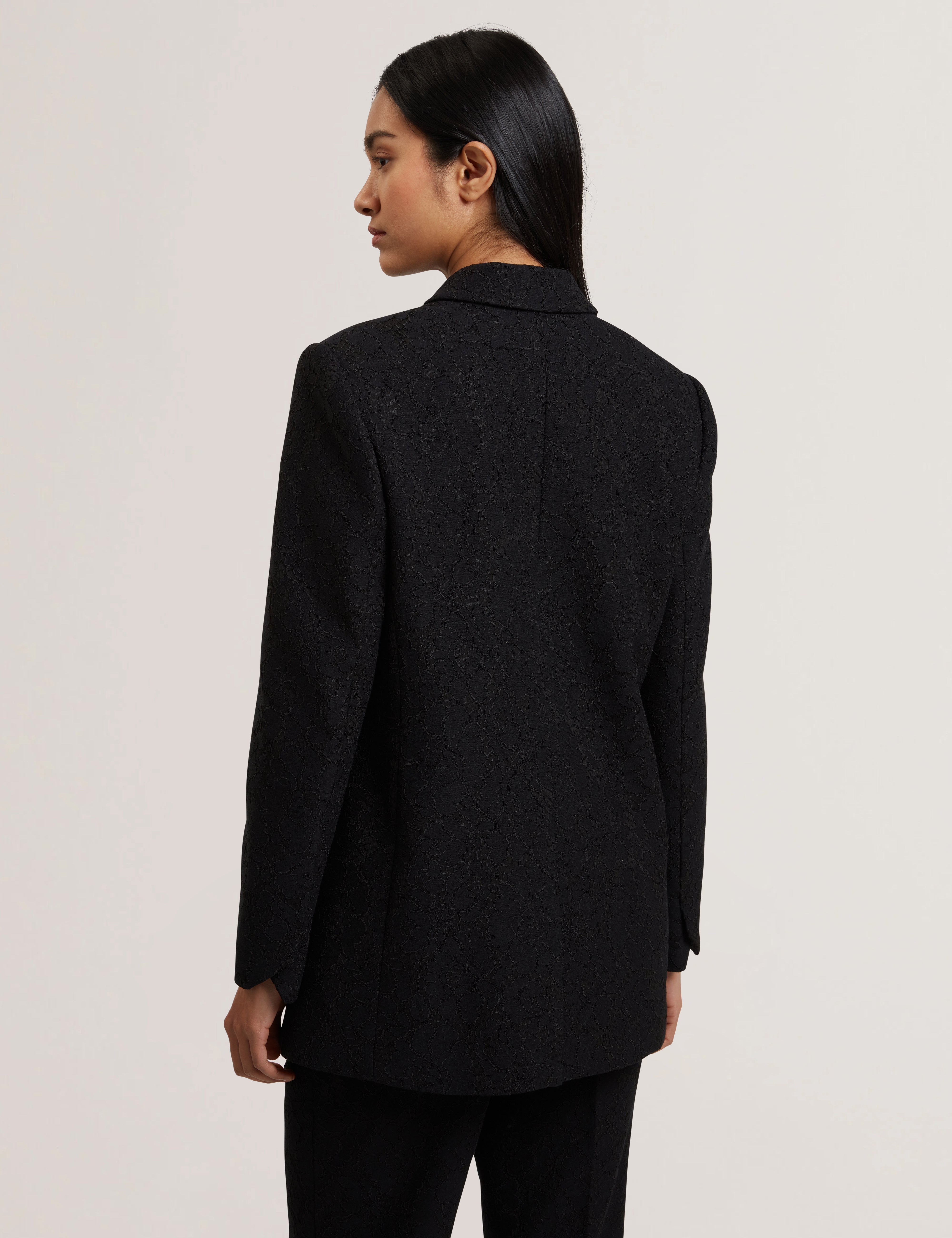 Merio Bonded Lace Sb Relaxed Blazer Black