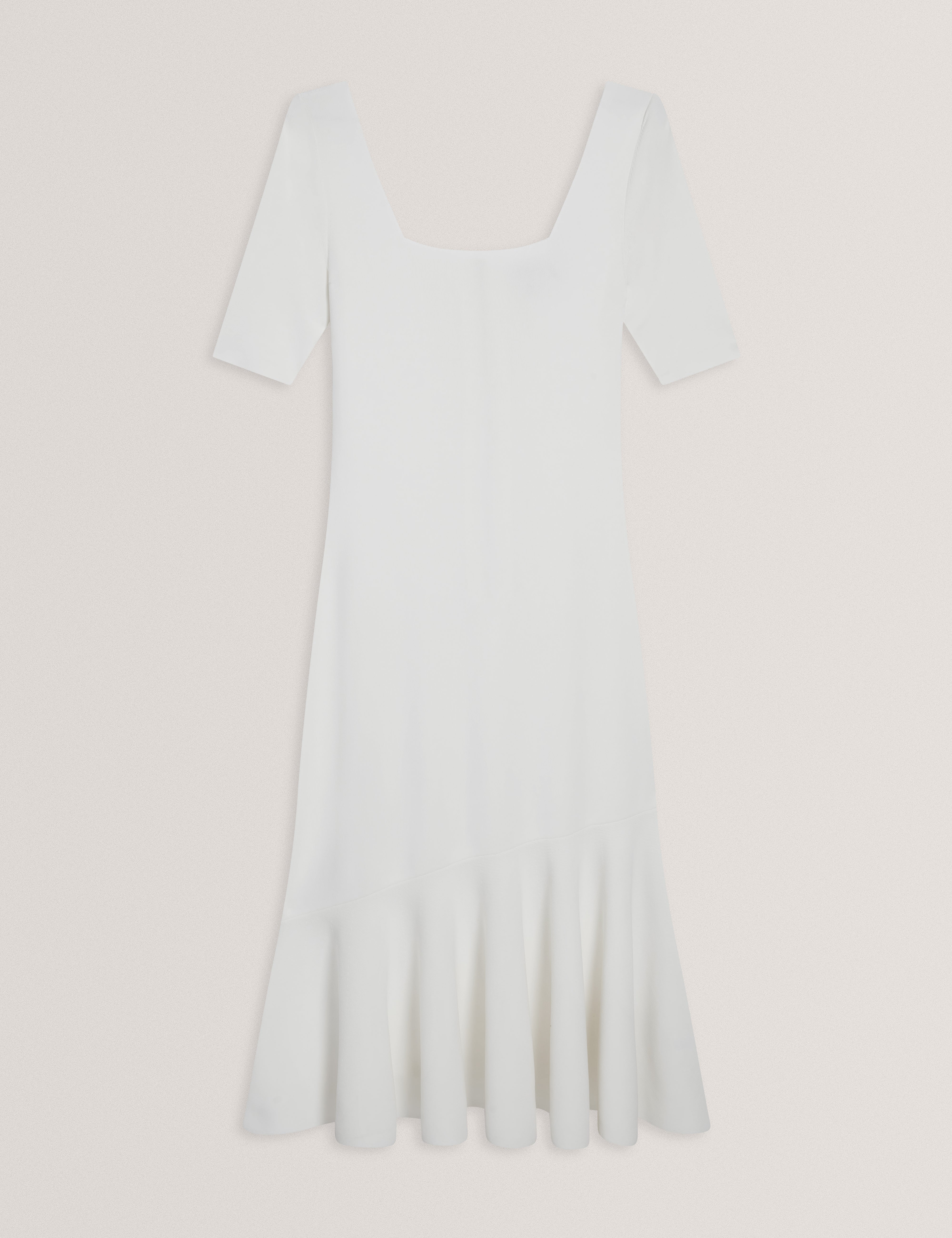 Miyhaa Knitted Flippy Skirt Sleeveless Midi Dress Ivory