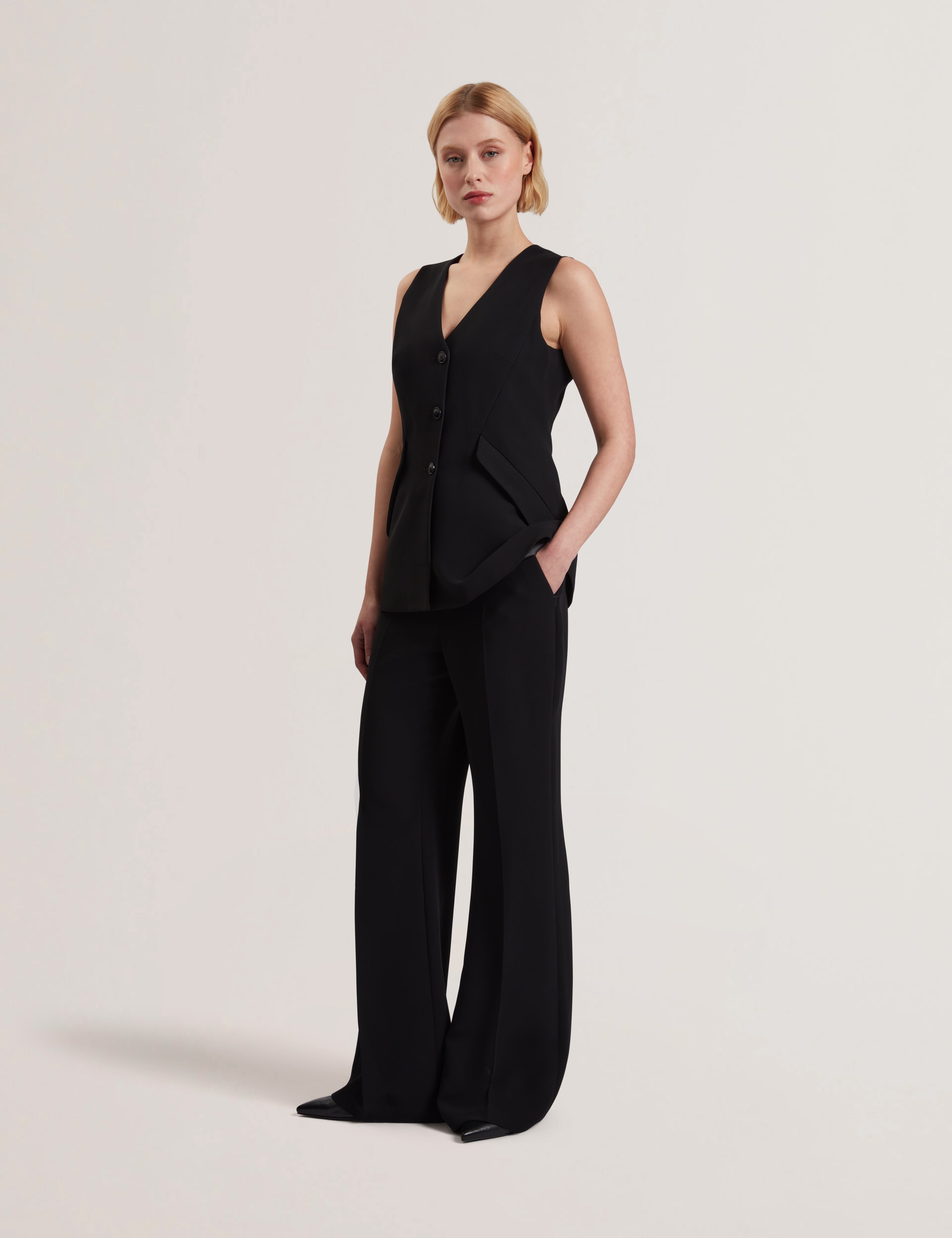 Morriaw Tailored Fitted Longline Waistcoat Black