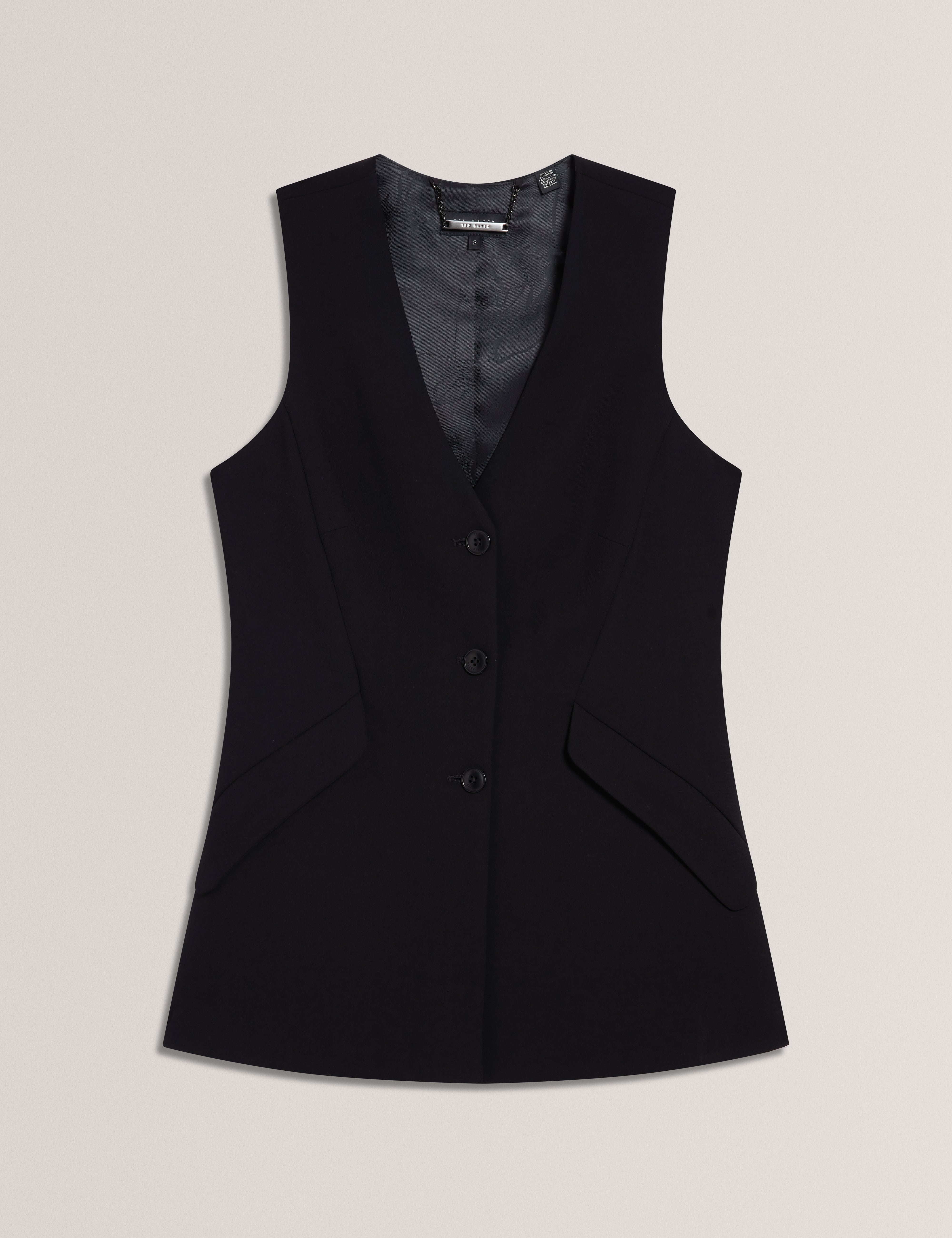 Morriaw Tailored Fitted Longline Waistcoat Black
