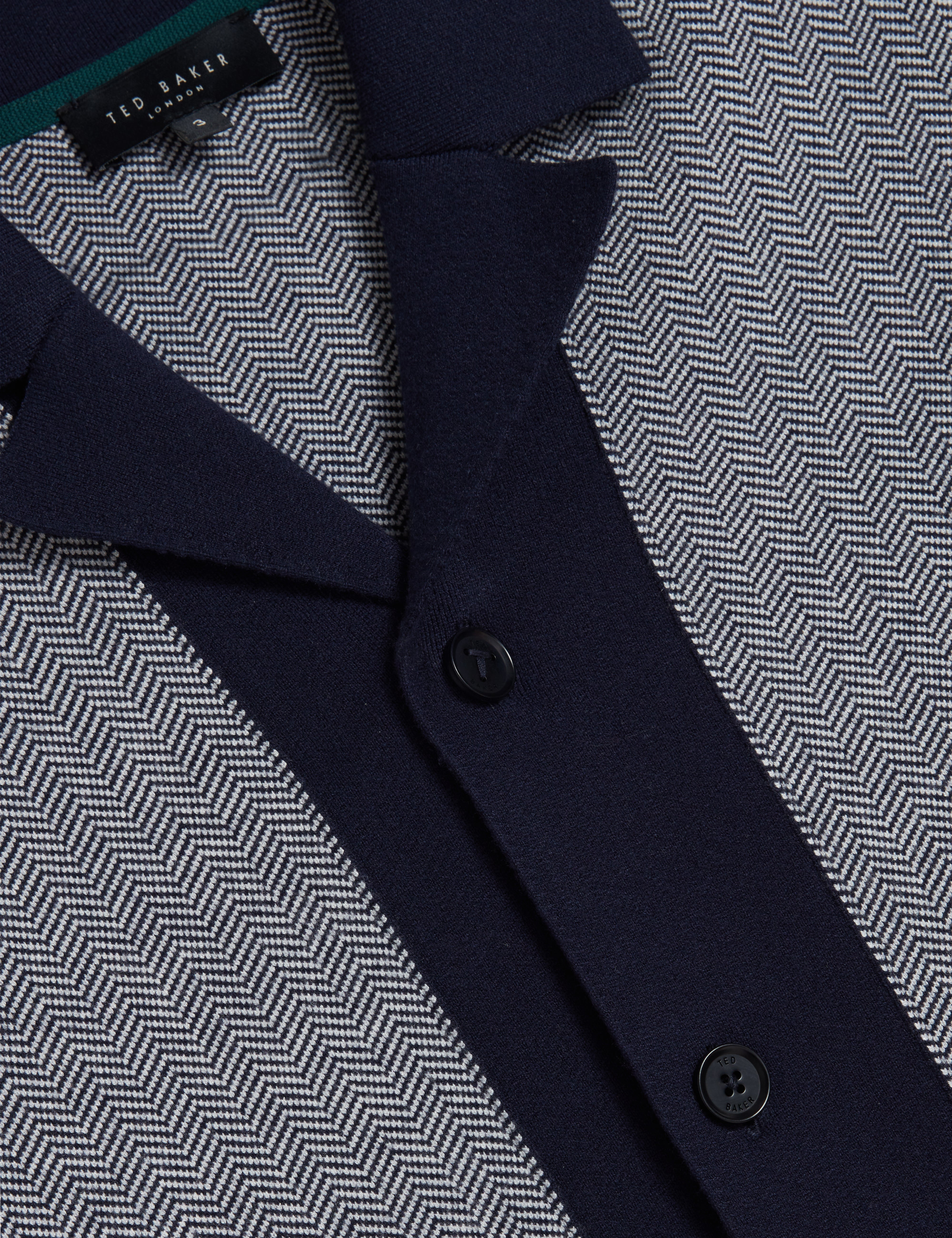 Padrig Short Sleeve Knitted Herringbone Shirt Navy