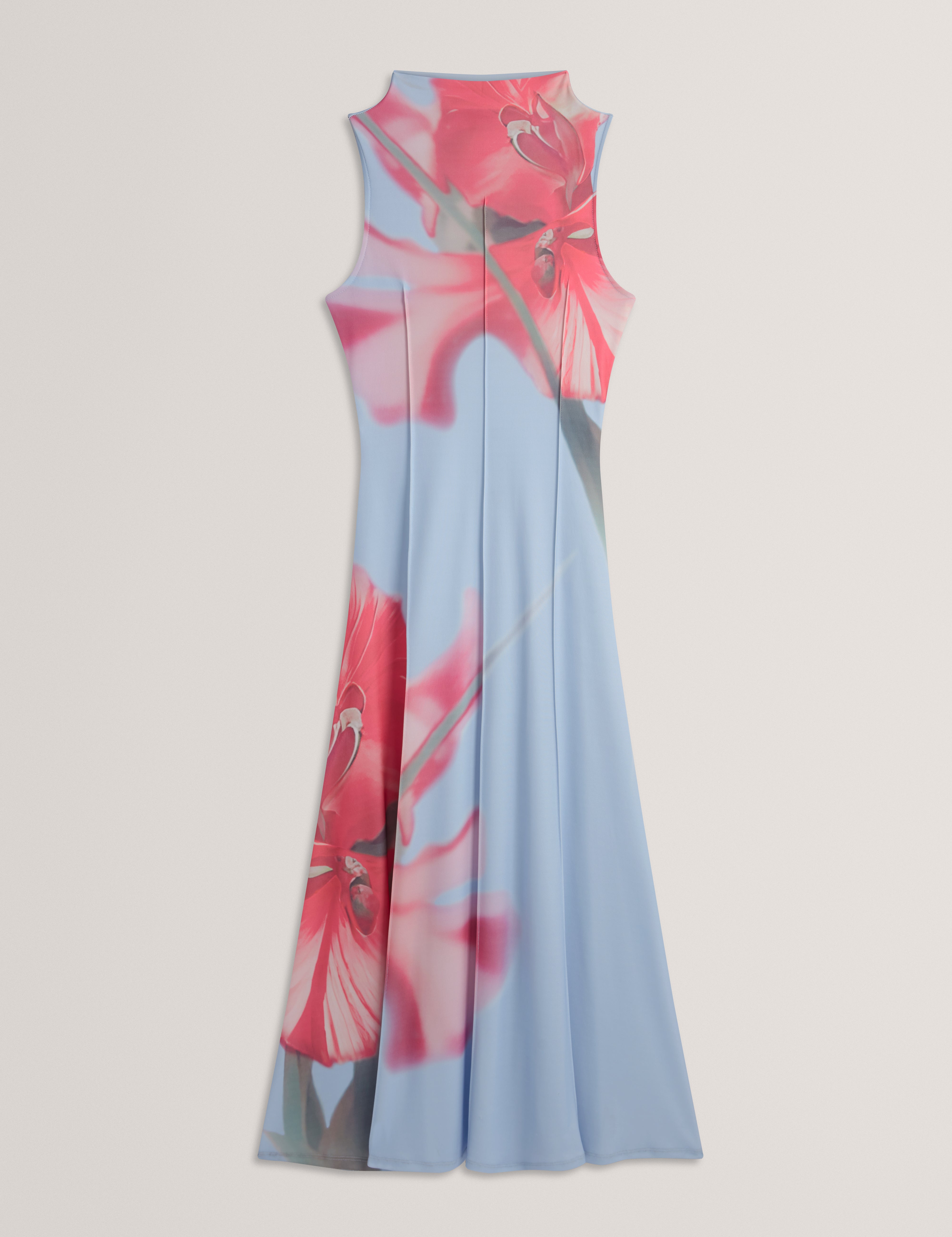 Rebehka Crepe Jersey Seam Detail Printed Dress Pl-Blue