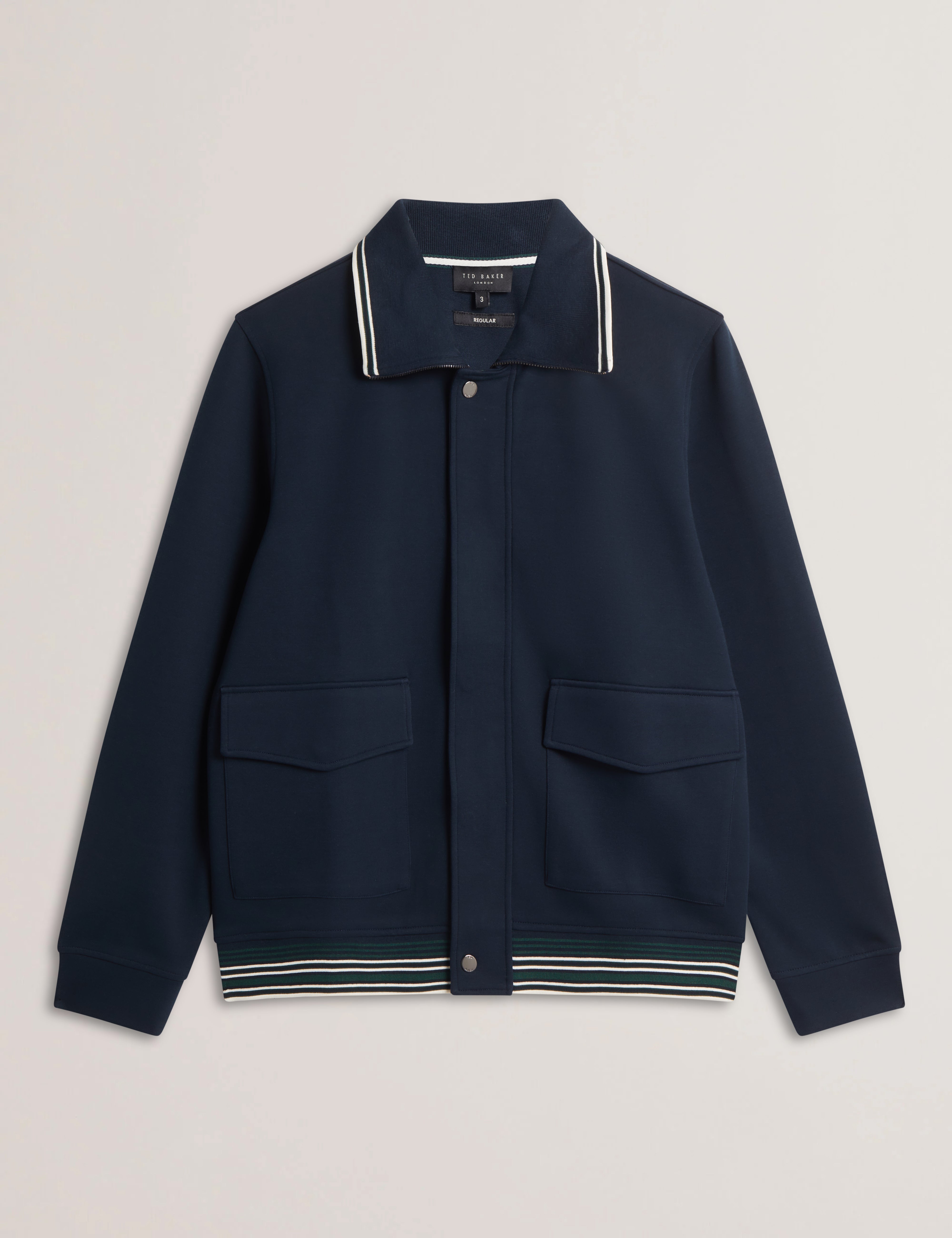 Mall Long Sleeve Concealed Placket Jacket Navy