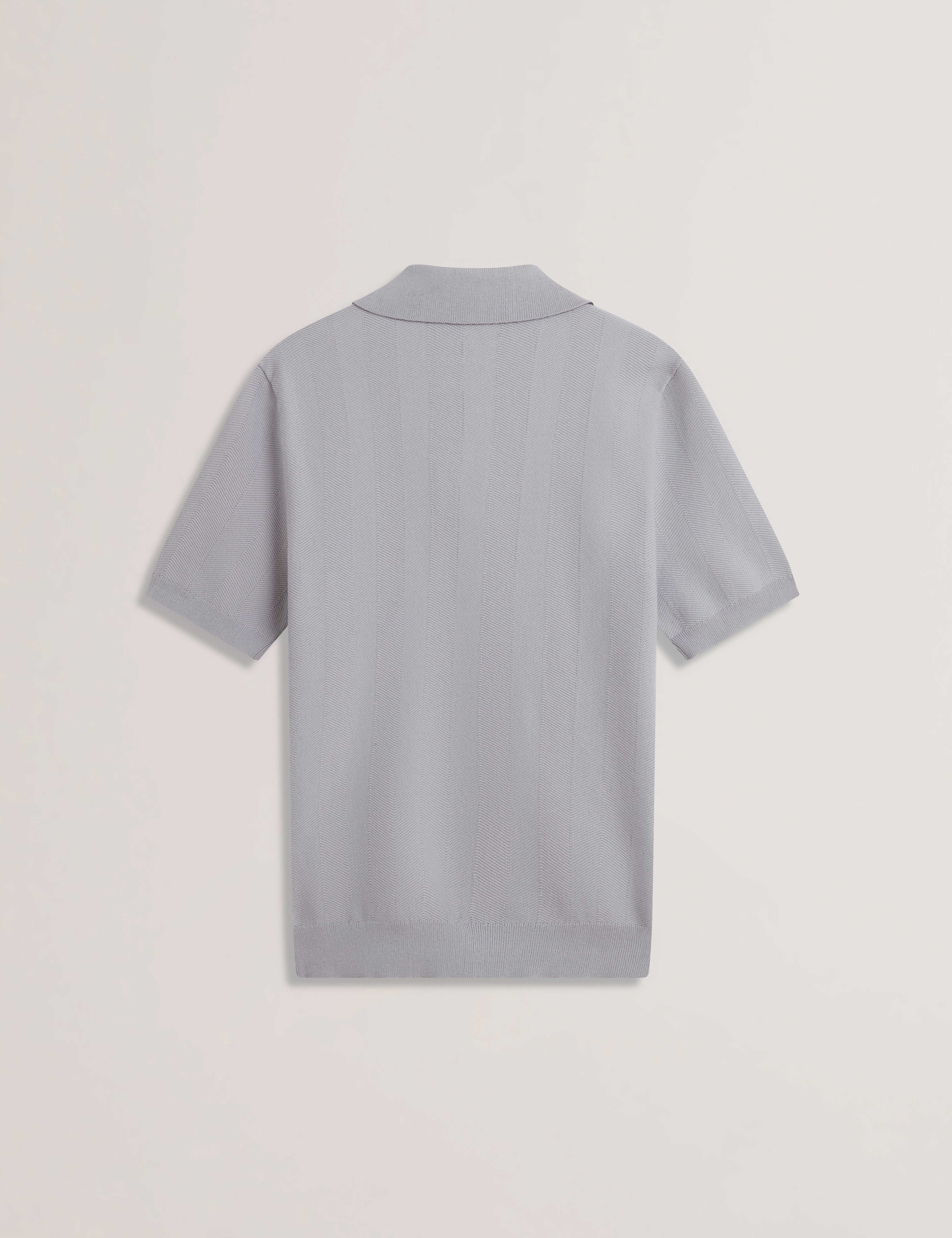 Fourd Short Sleeve Herringbone Stitch Zip Polo Grey