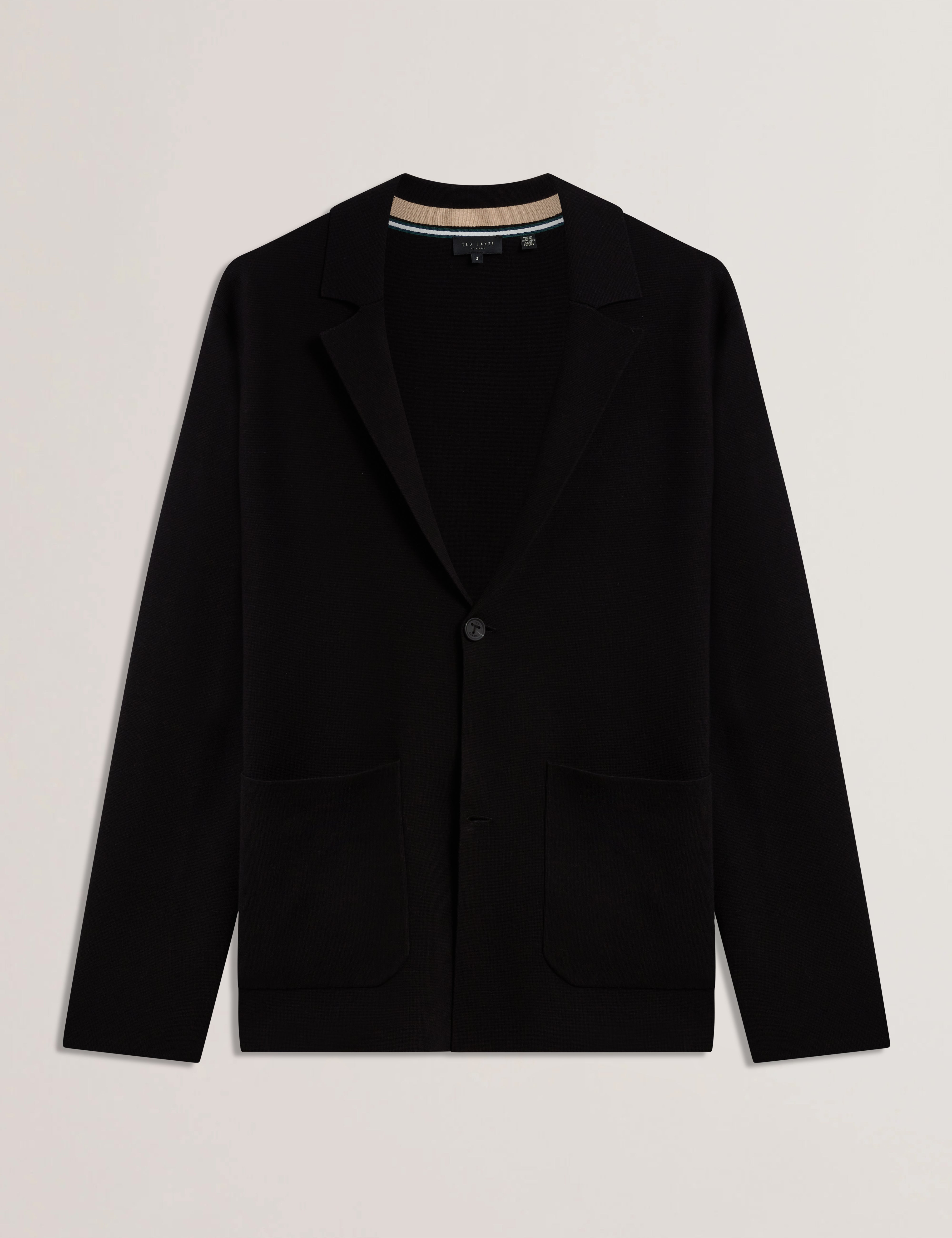 Petres Long Sleeve Single Breasted Knitted Blazer Black