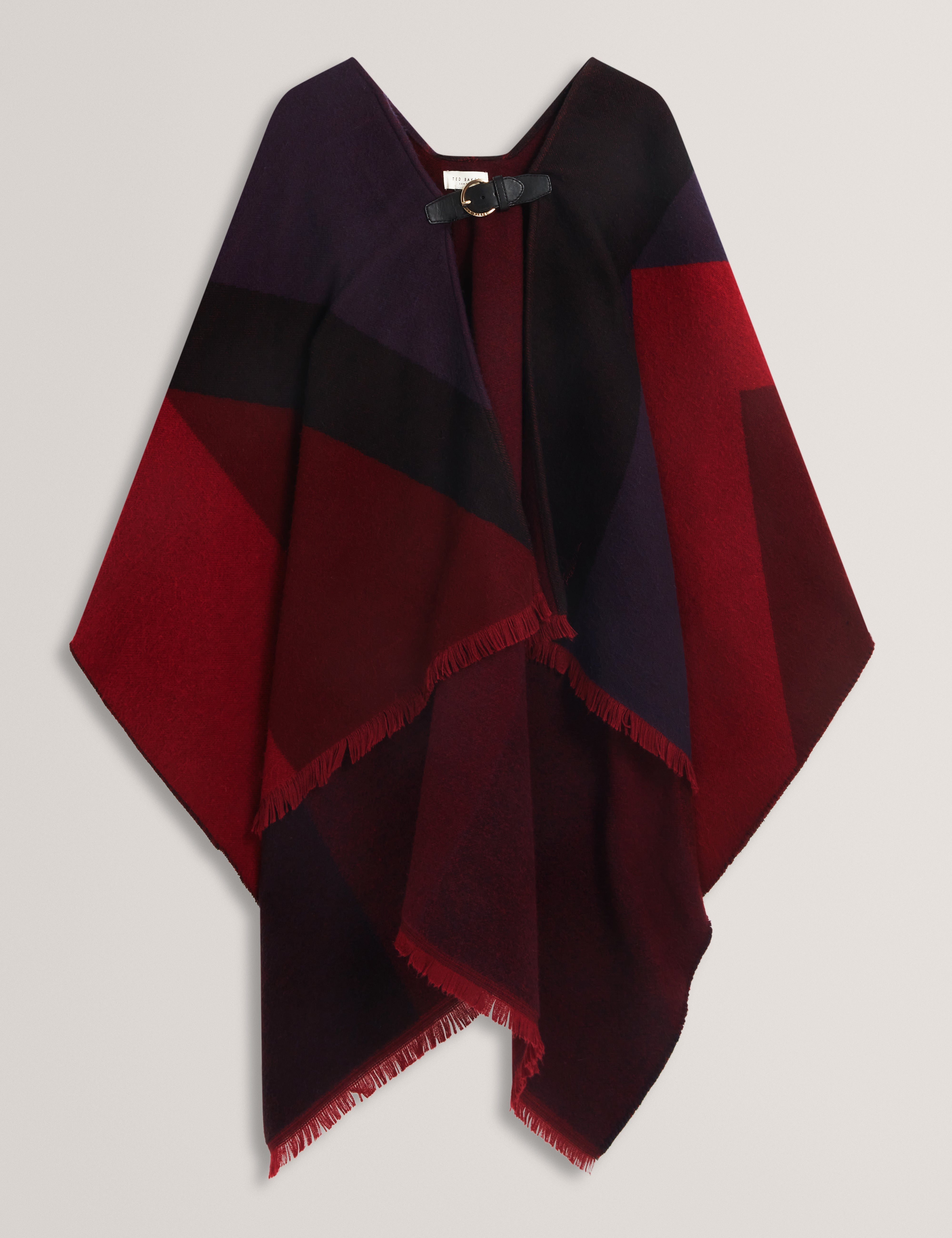 Suffia Buckle Poncho Burnt Red