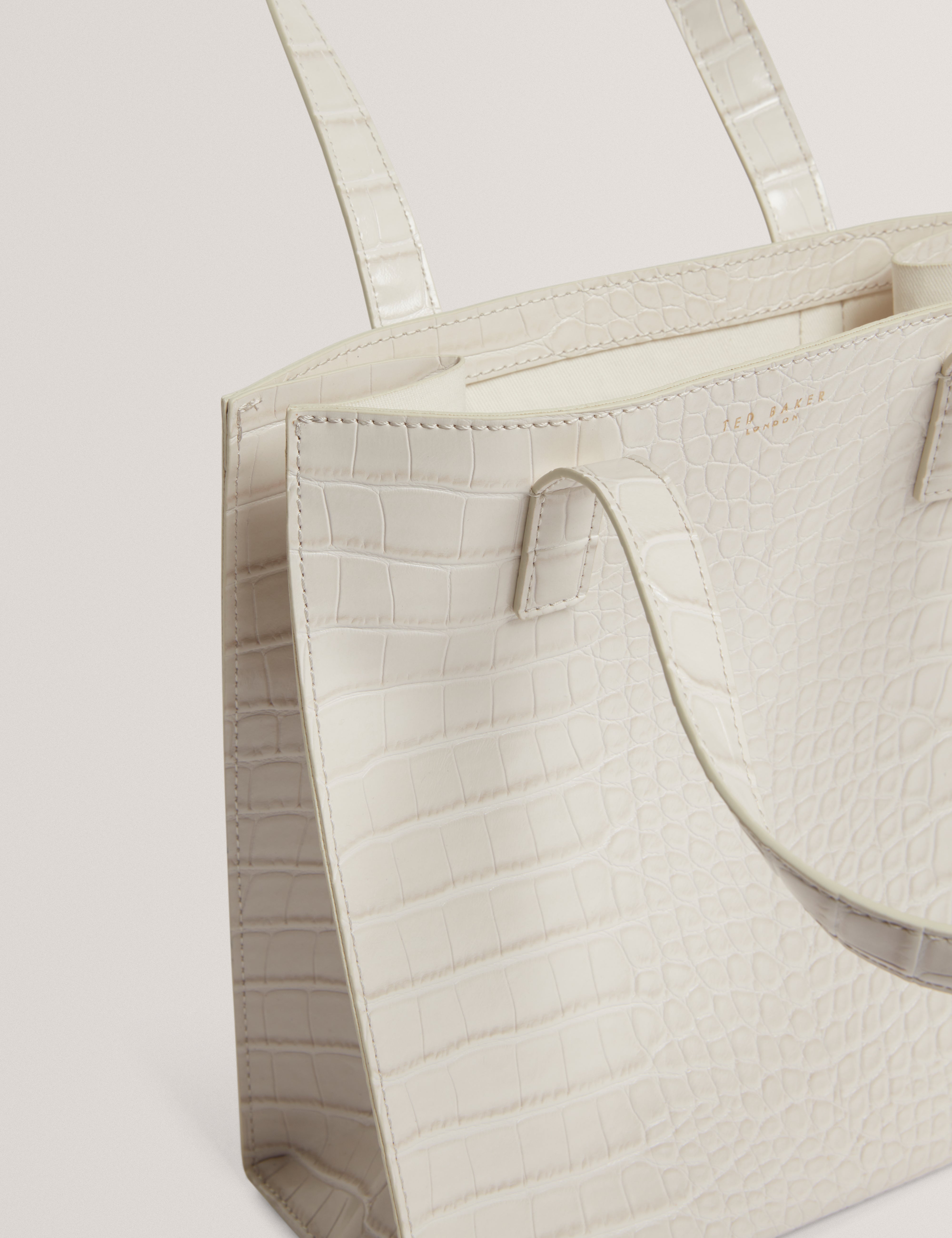 Wenonaa Croc Effect Small Icon Bag Ivory