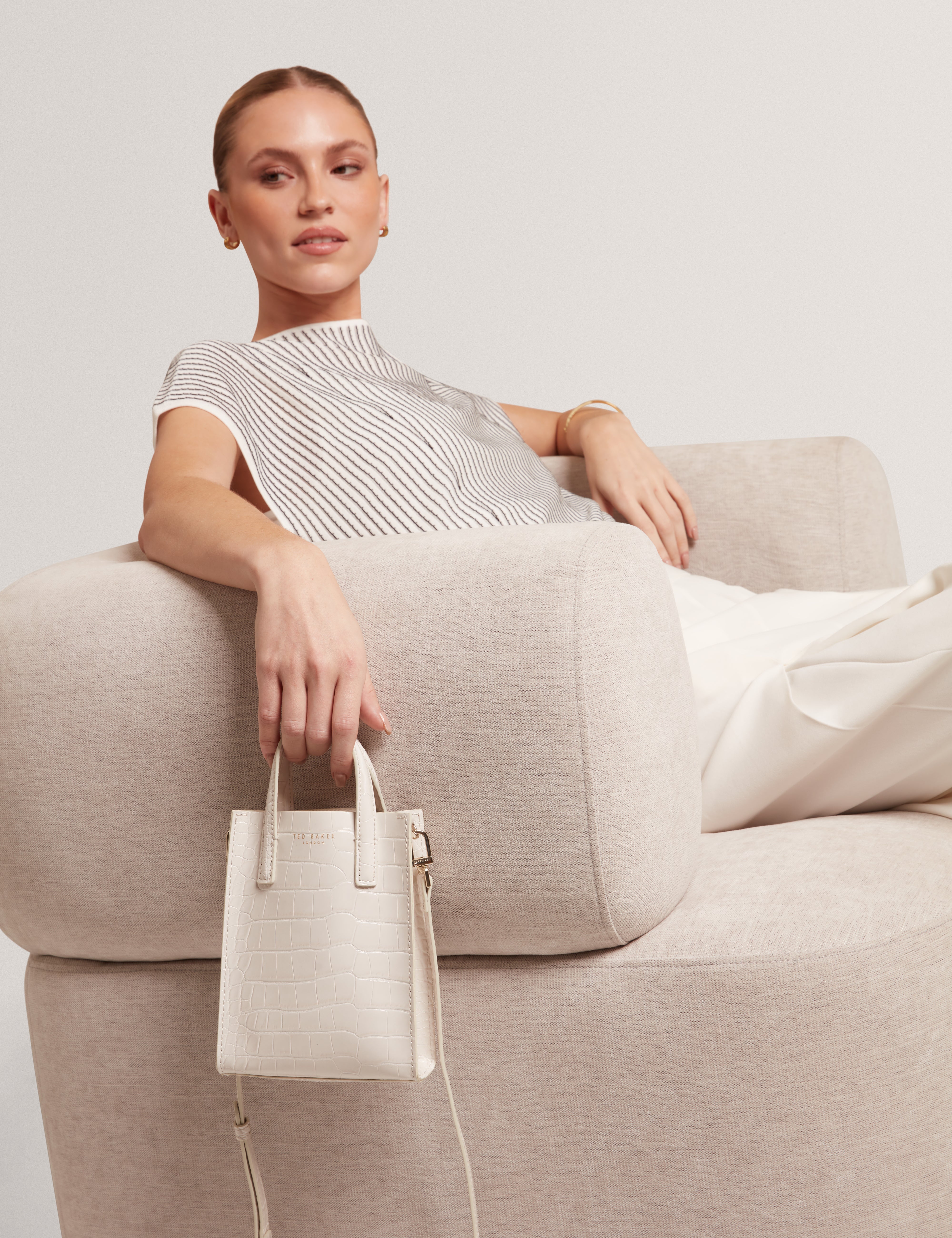Wenissa Croc Effect Mini Icon Bag Ivory