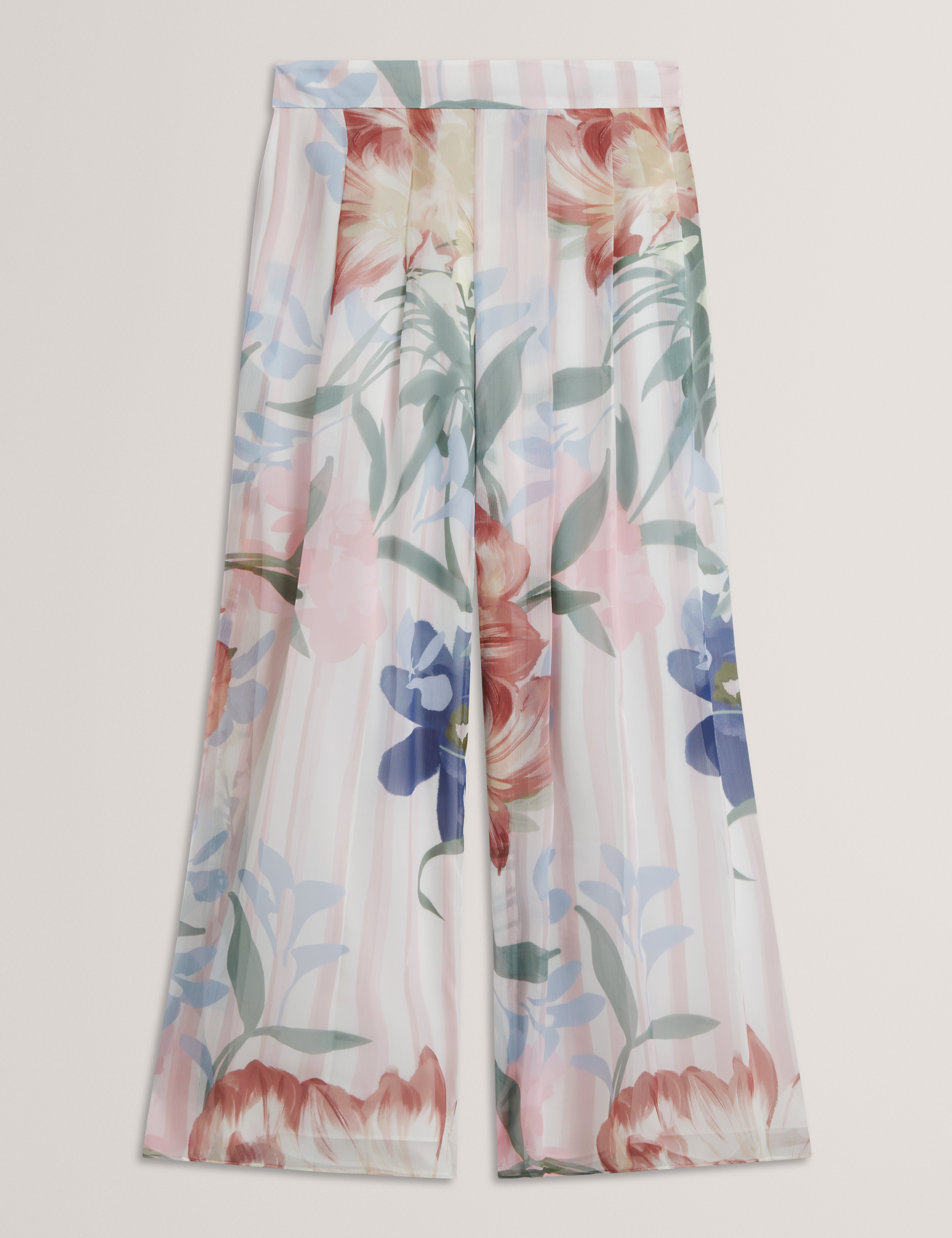 Hurta Printed Wide Leg Pleated Trouser Pink