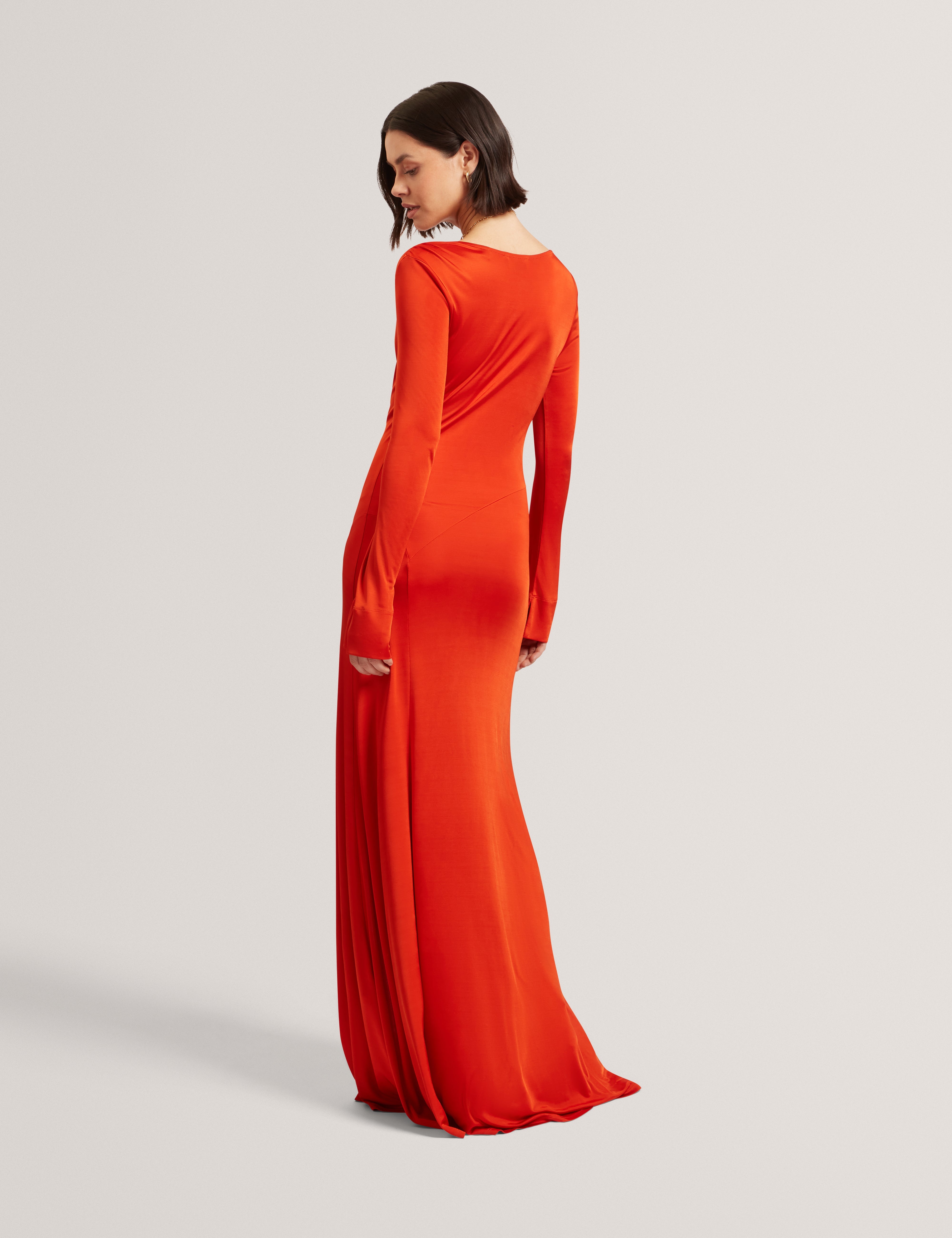 Aianna Cowl Neck Midi Dress Brt-Red