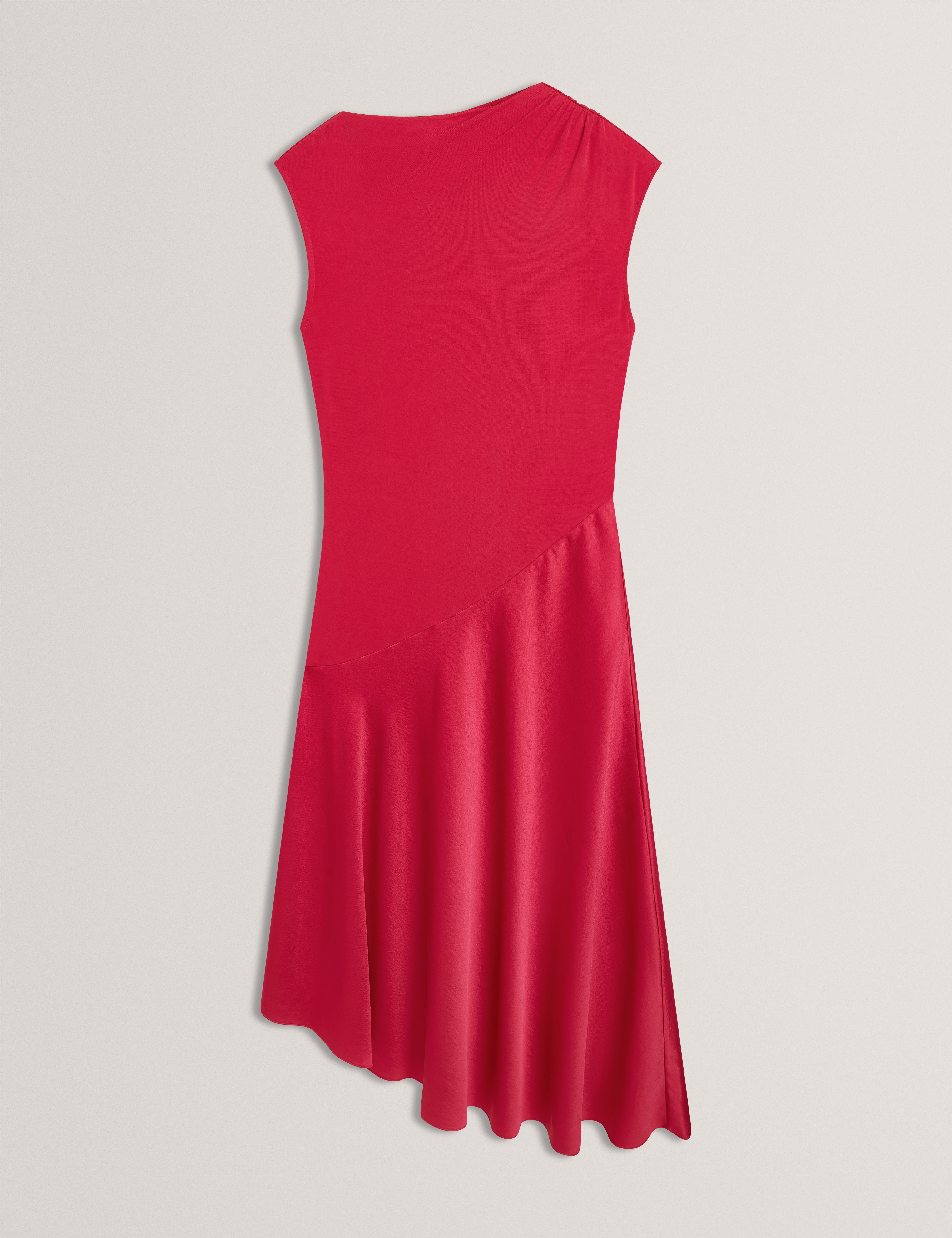 Jaspara Drape Neck Midi Dress With Satin Skirt Brt-Pink