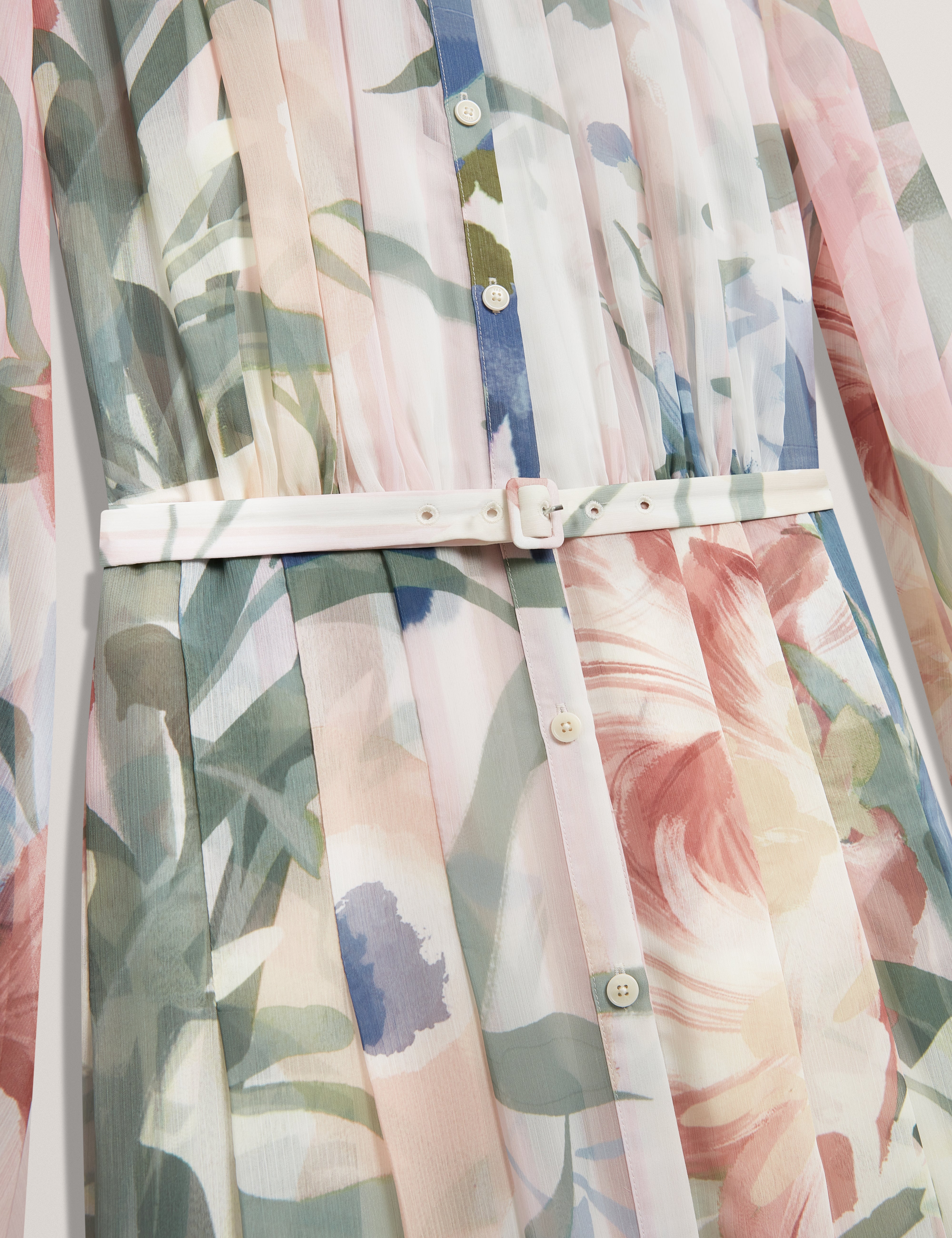 Arnia Pleated Midi Printed Shirt Dress Pink