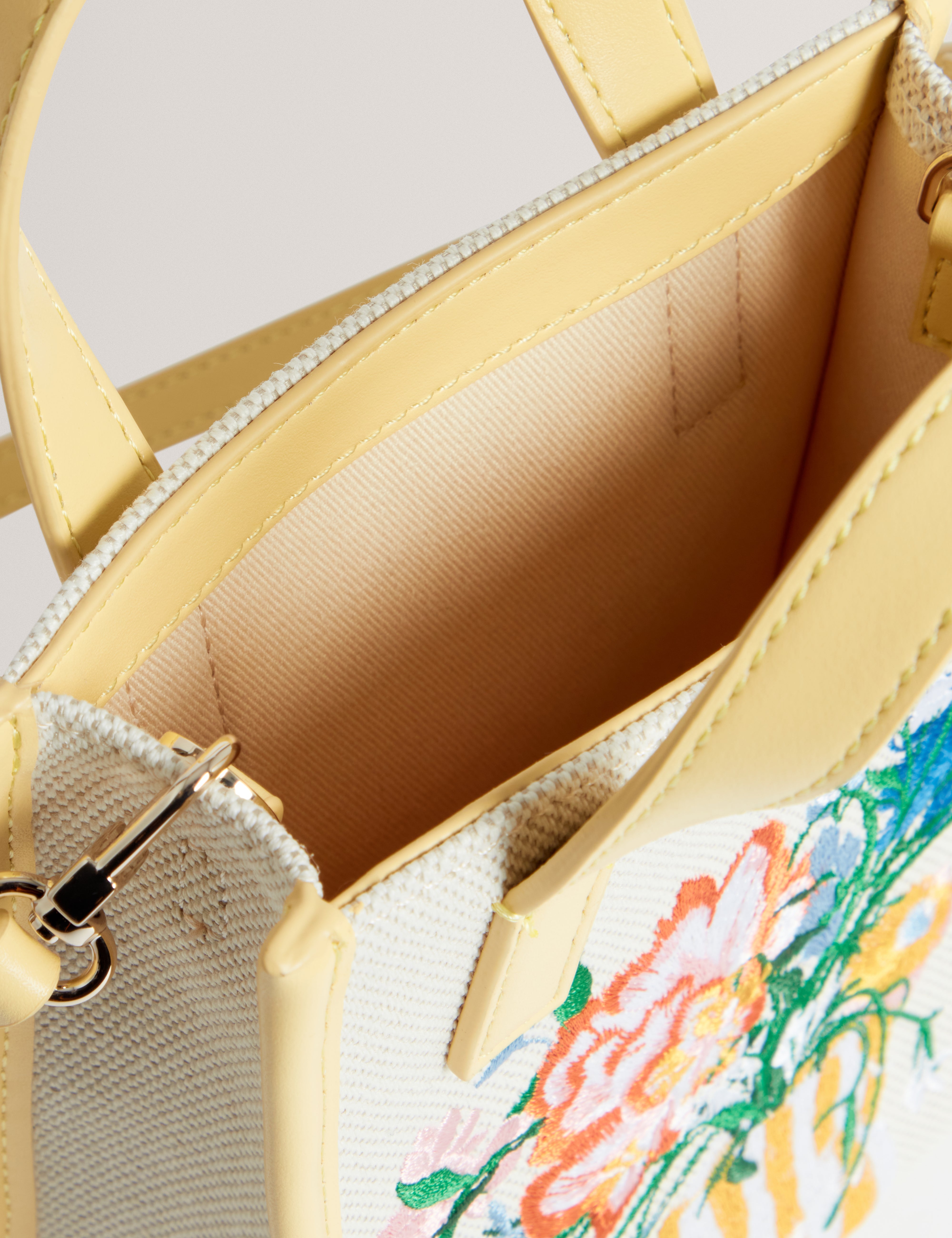 Floscon Canvas Embroidered Mini Floral Icon Bag Natural