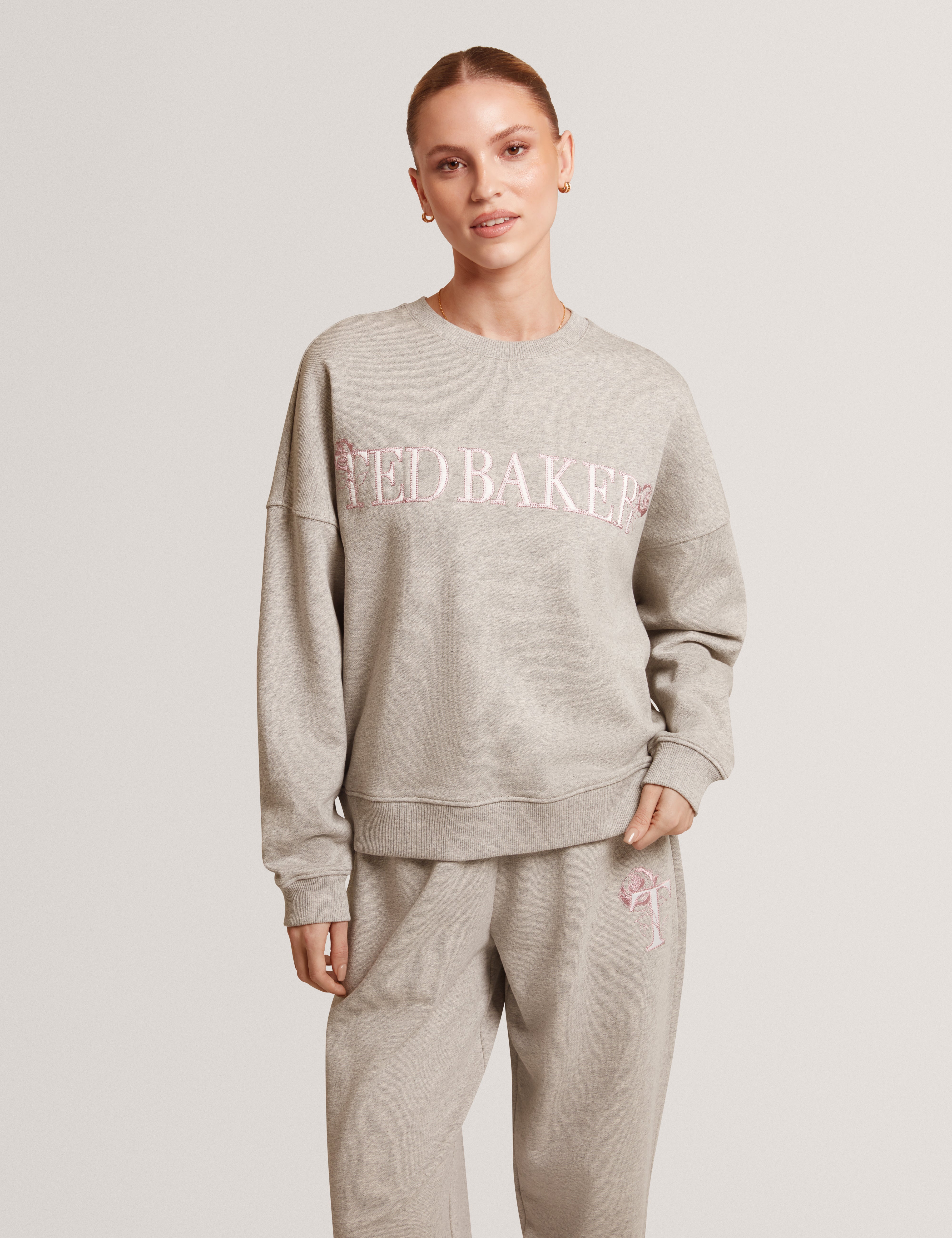 Tanlie Branded Embroidery Sweatshirt Grey