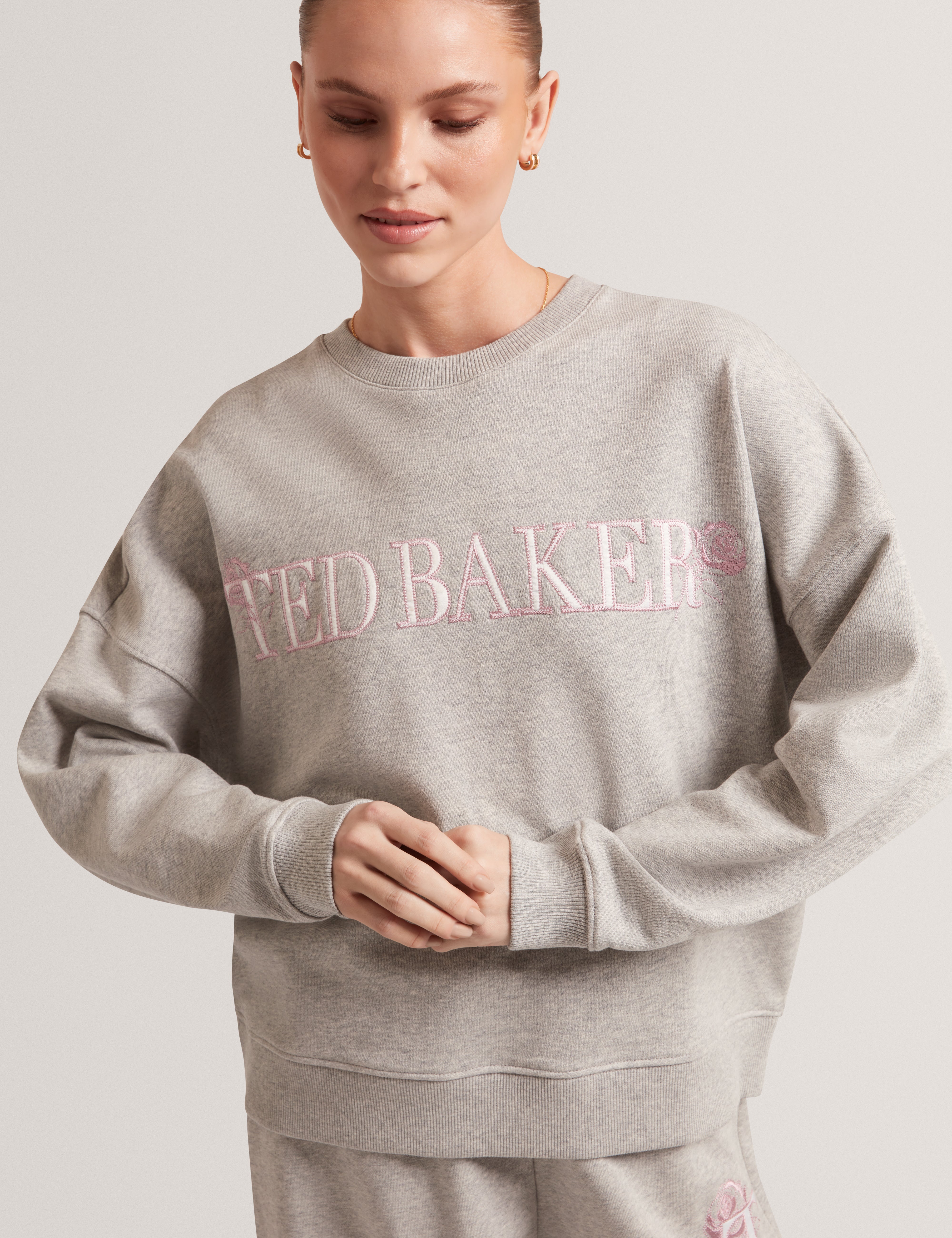 Tanlie Branded Embroidery Sweatshirt Grey