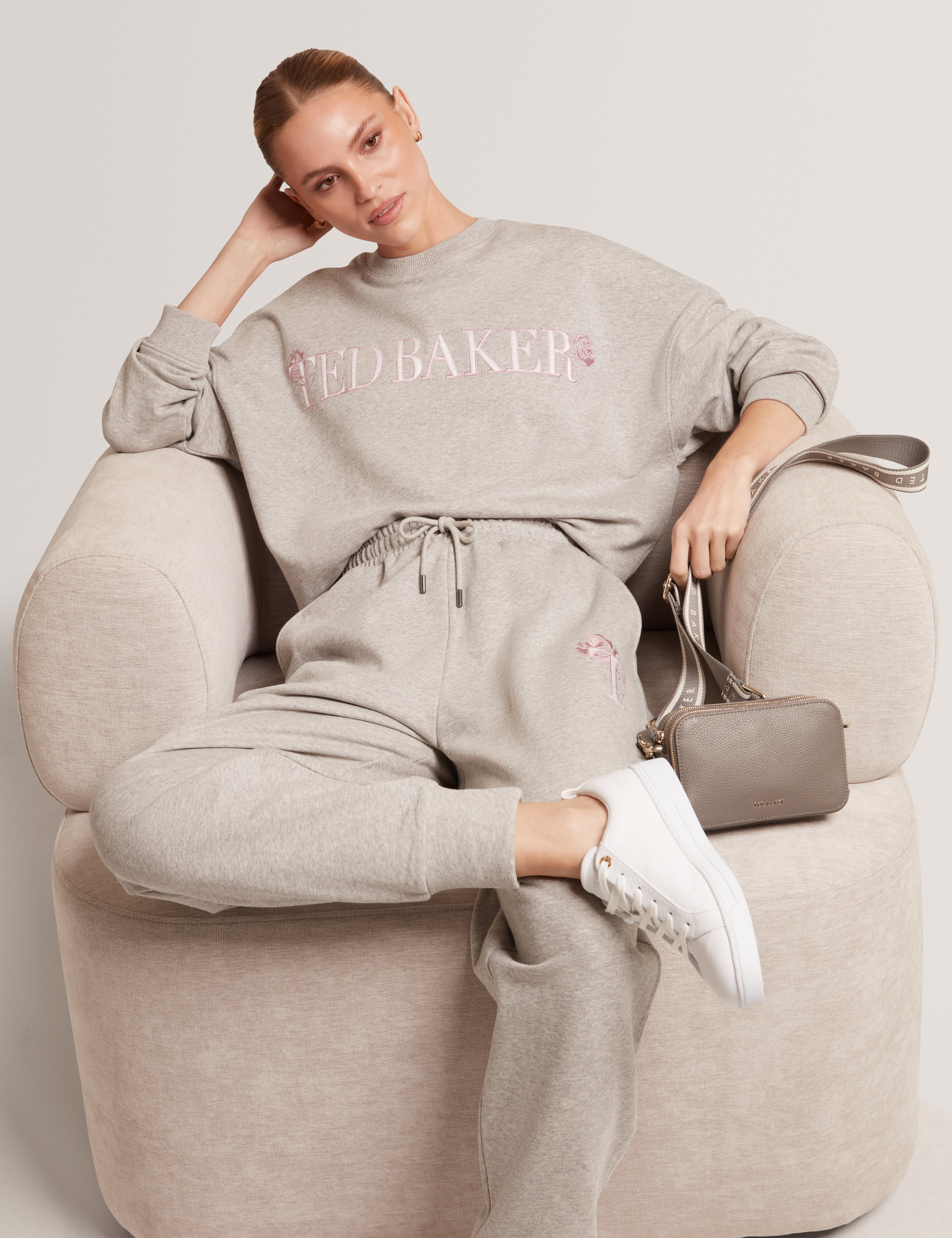 Tanlie Branded Embroidery Sweatshirt Grey