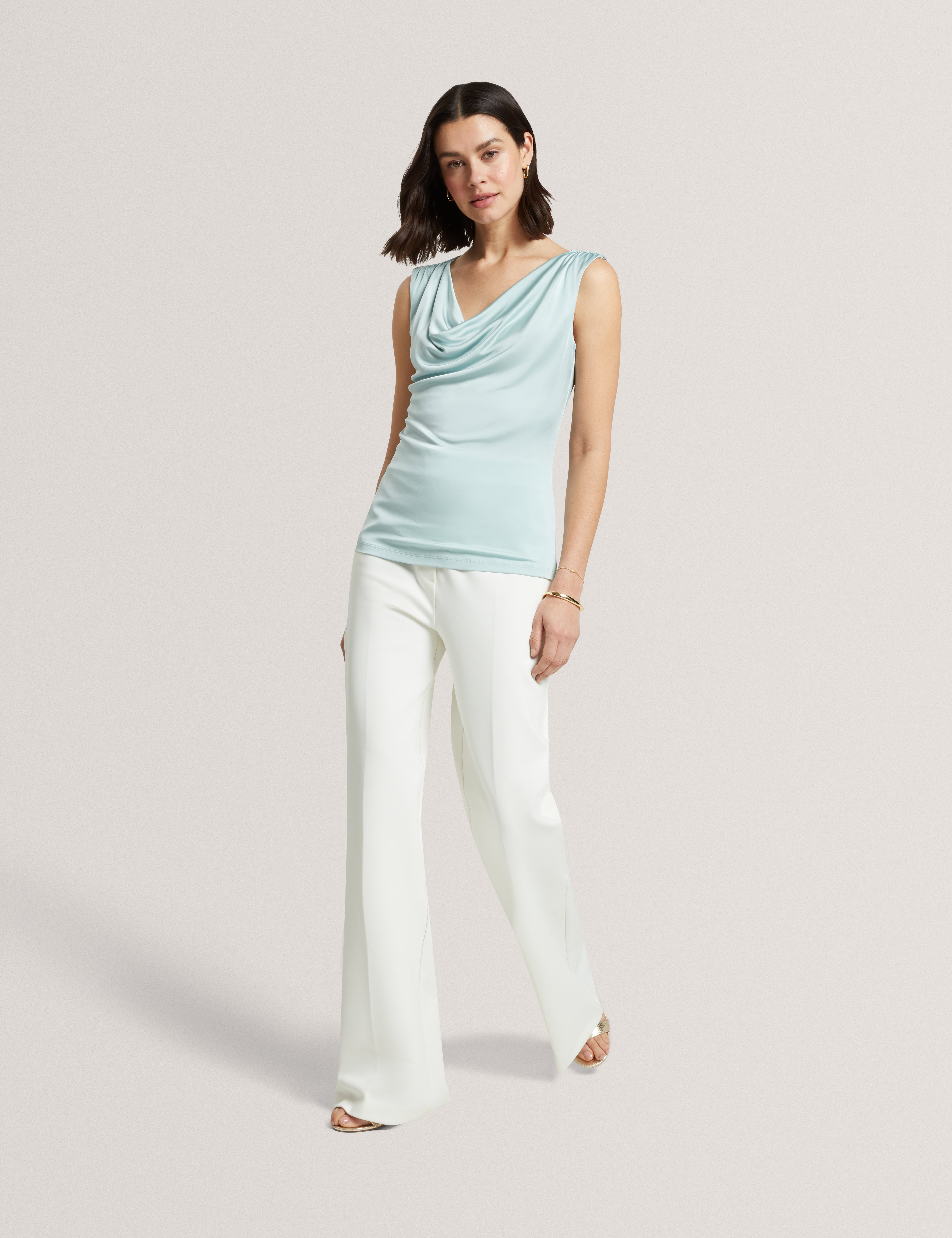 Azzila Cowl Neck Sleeveless Top Sky-Blue