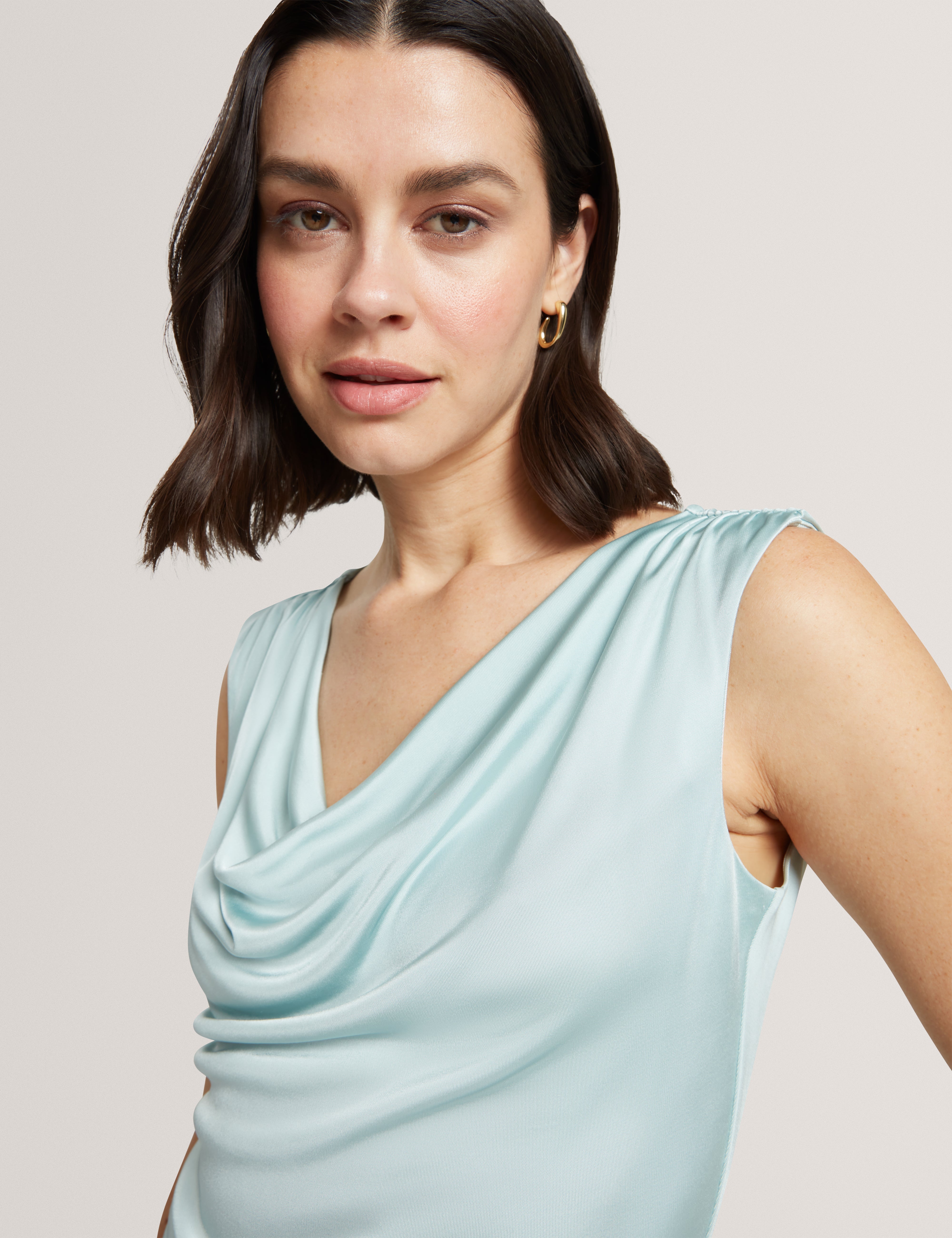 Azzila Cowl Neck Sleeveless Top Sky-Blue