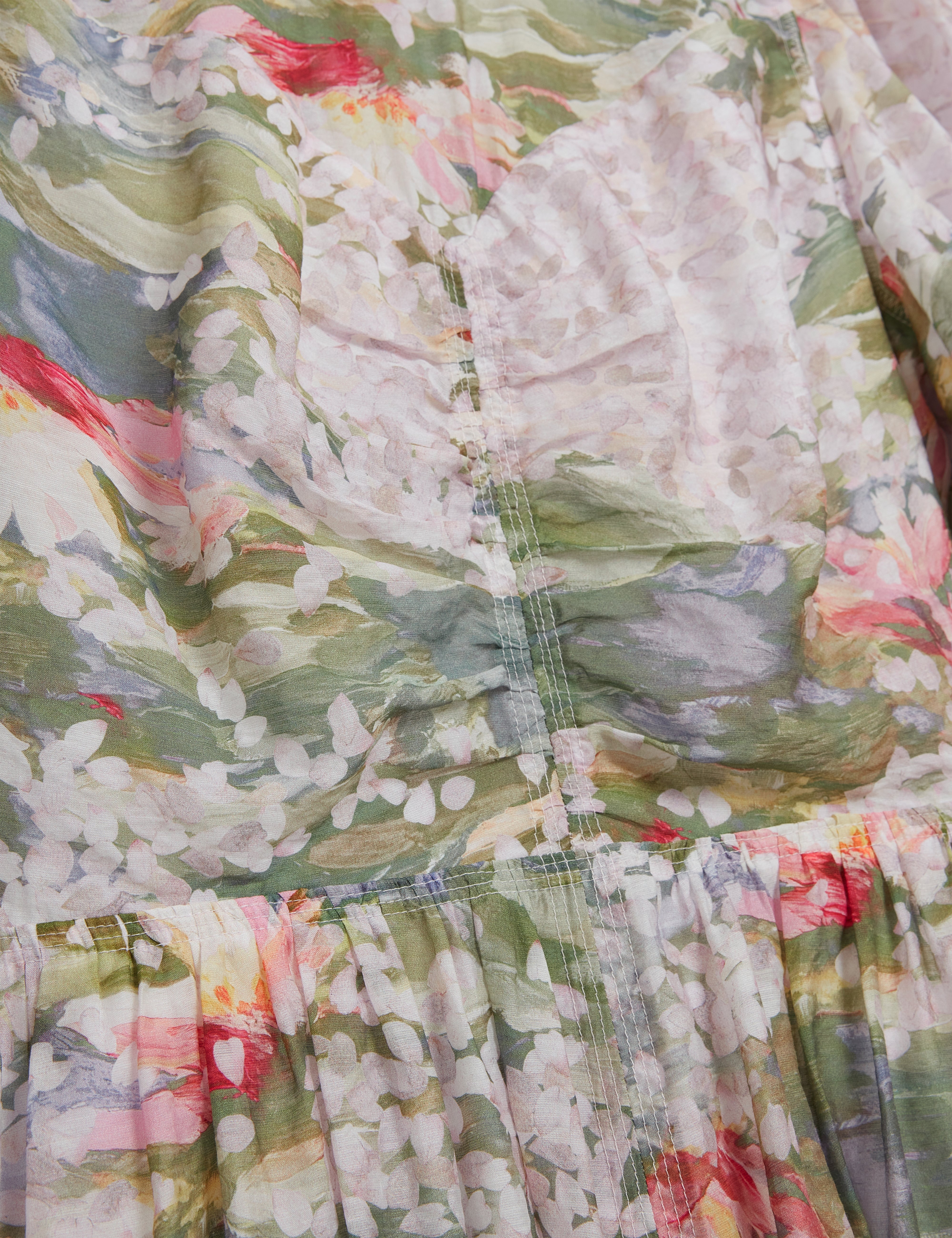 Jonora Puff Sleeveâ Printed Midi Dress Pink