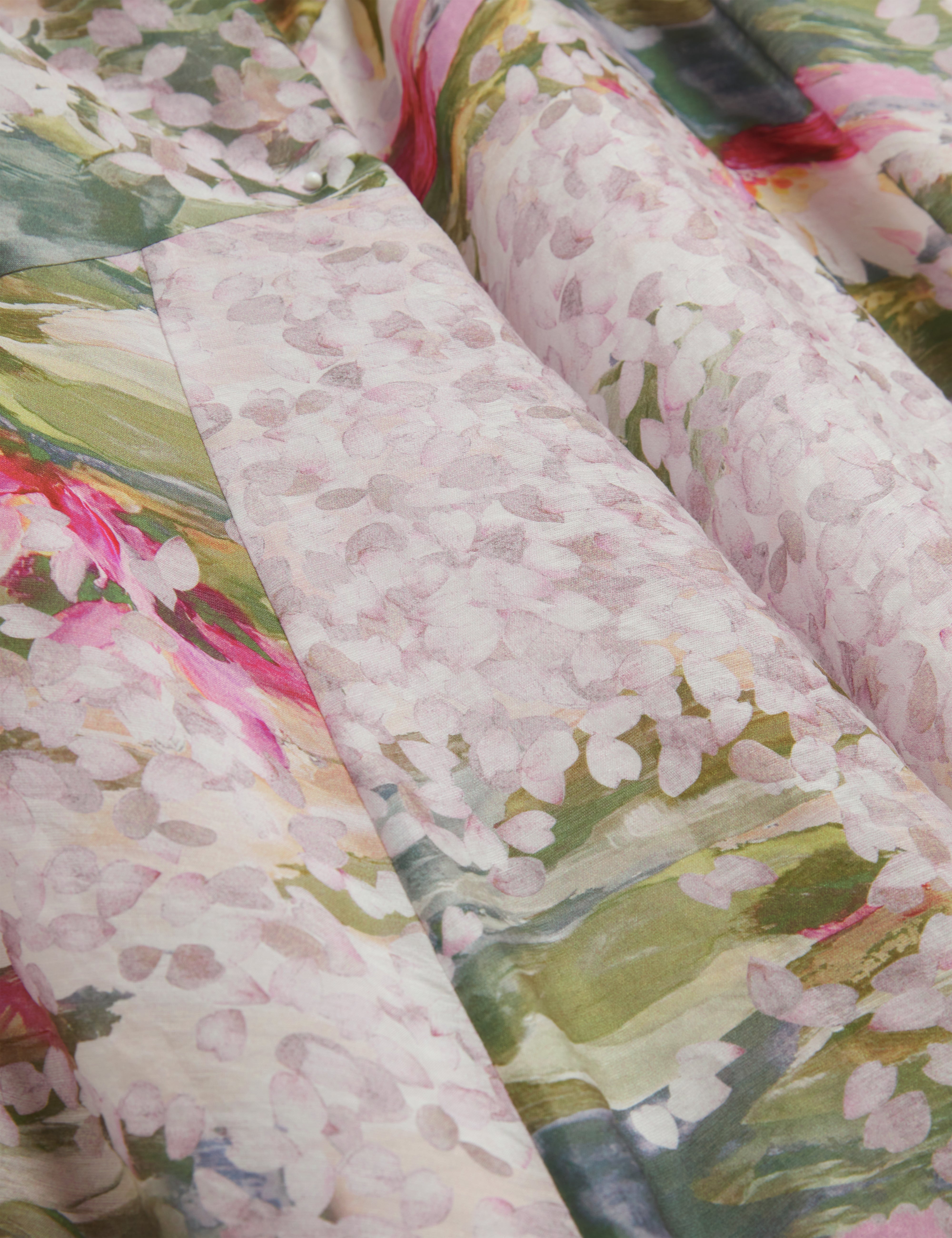 Layda Printed Midi Skirt With Diagonal Seam Detail Pink