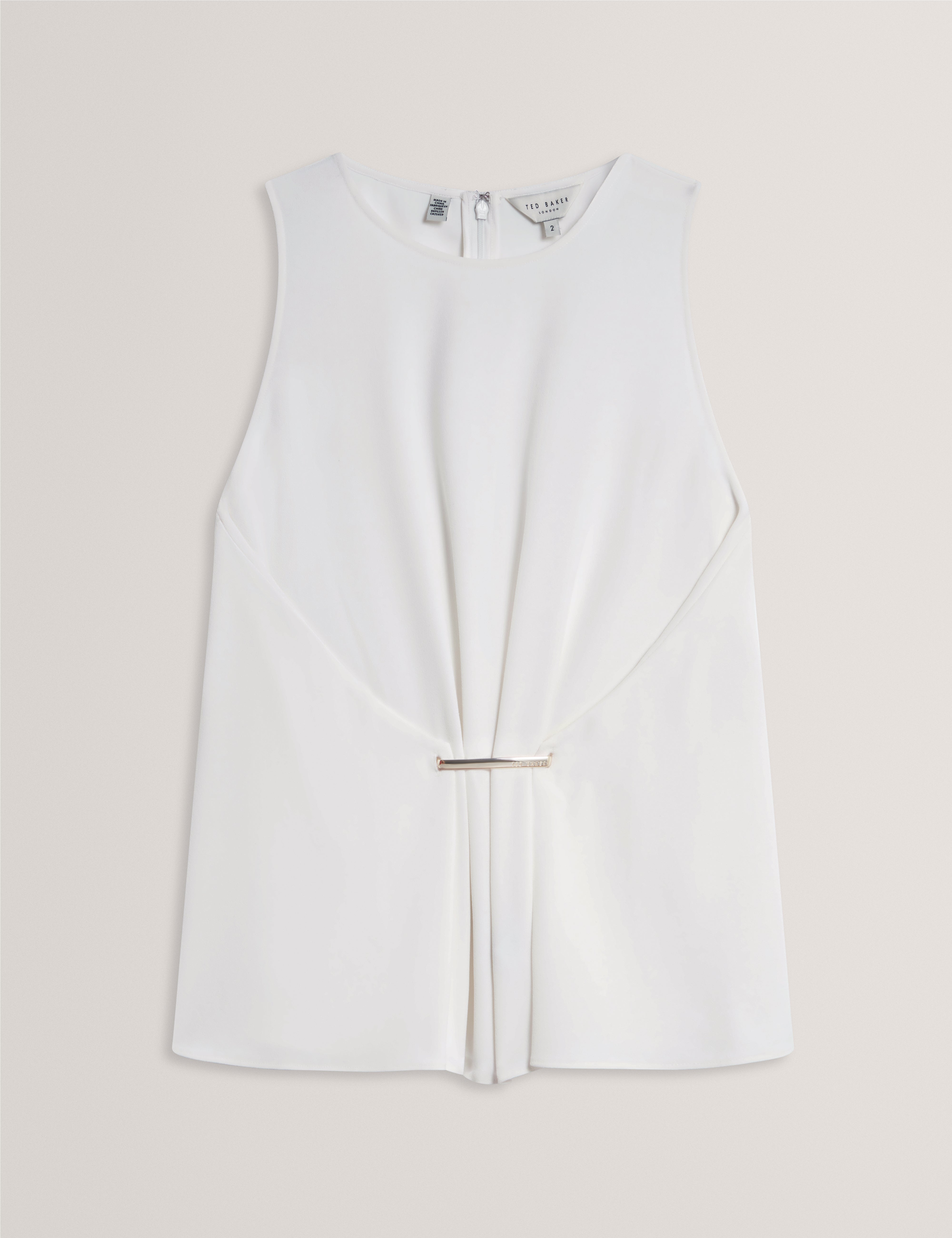 Alayra Draped Bar Detail Top Ivory