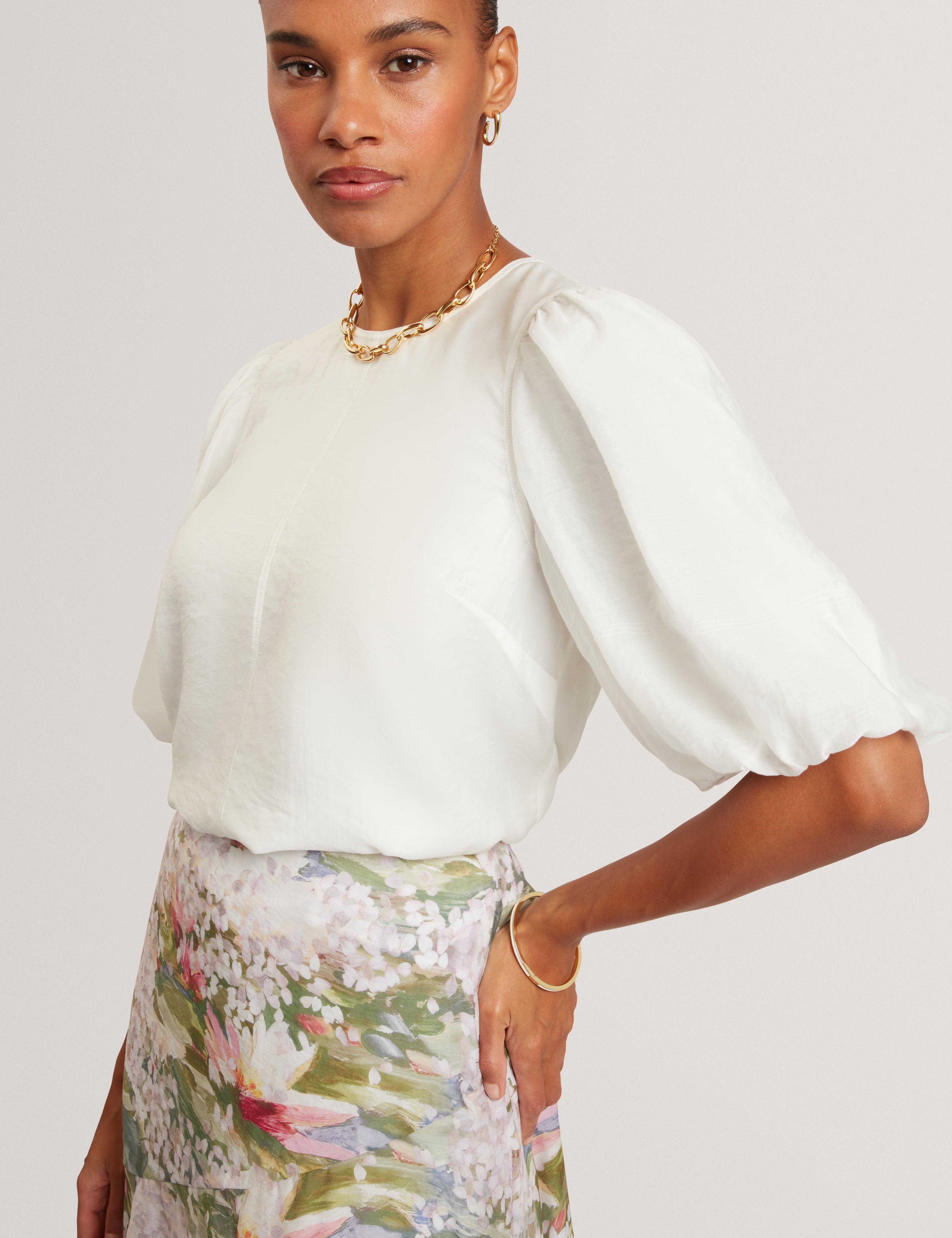 Elni Puff Sleeve Top Ivory