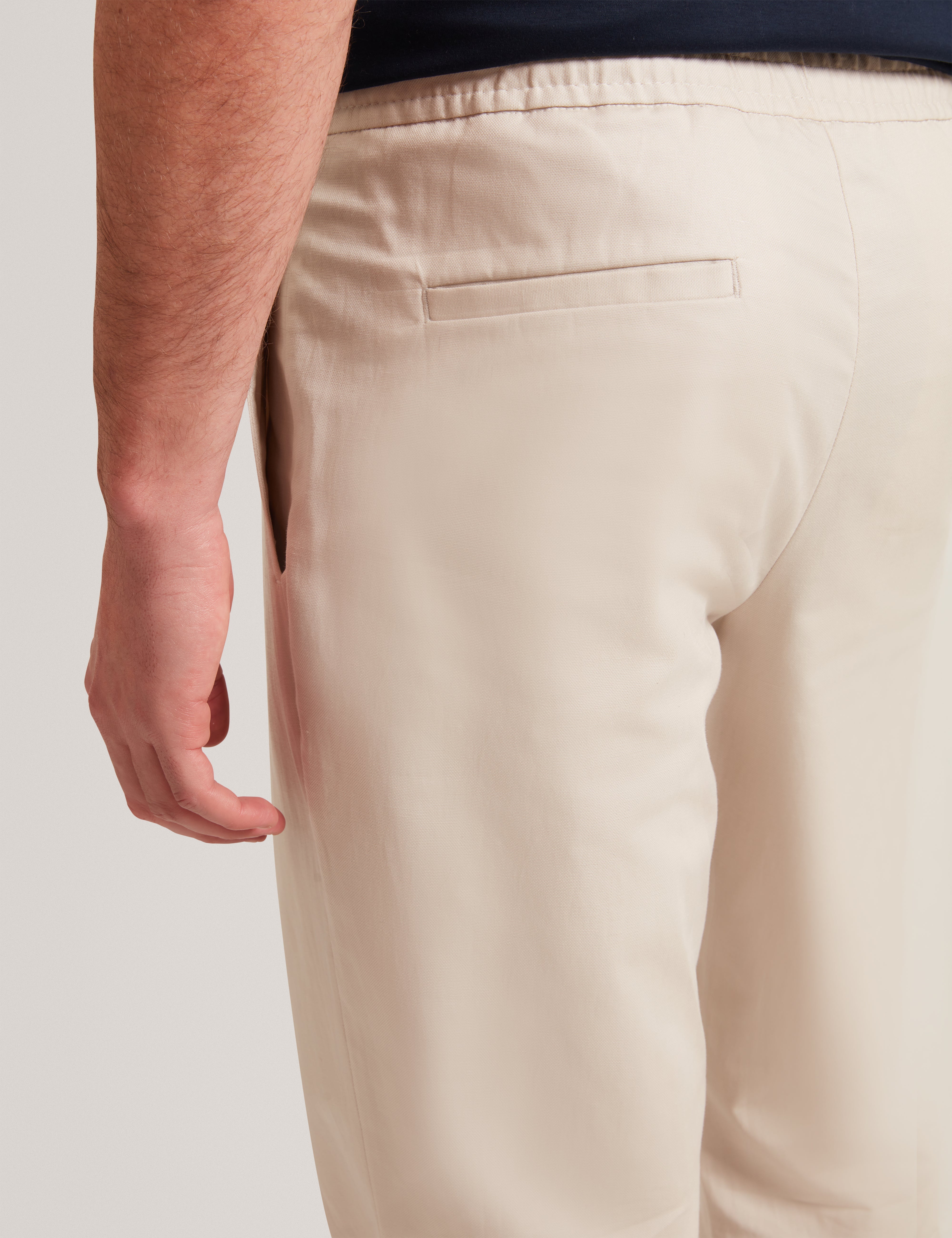 Maurce Straight Leg Linen Blend Trouser Natural