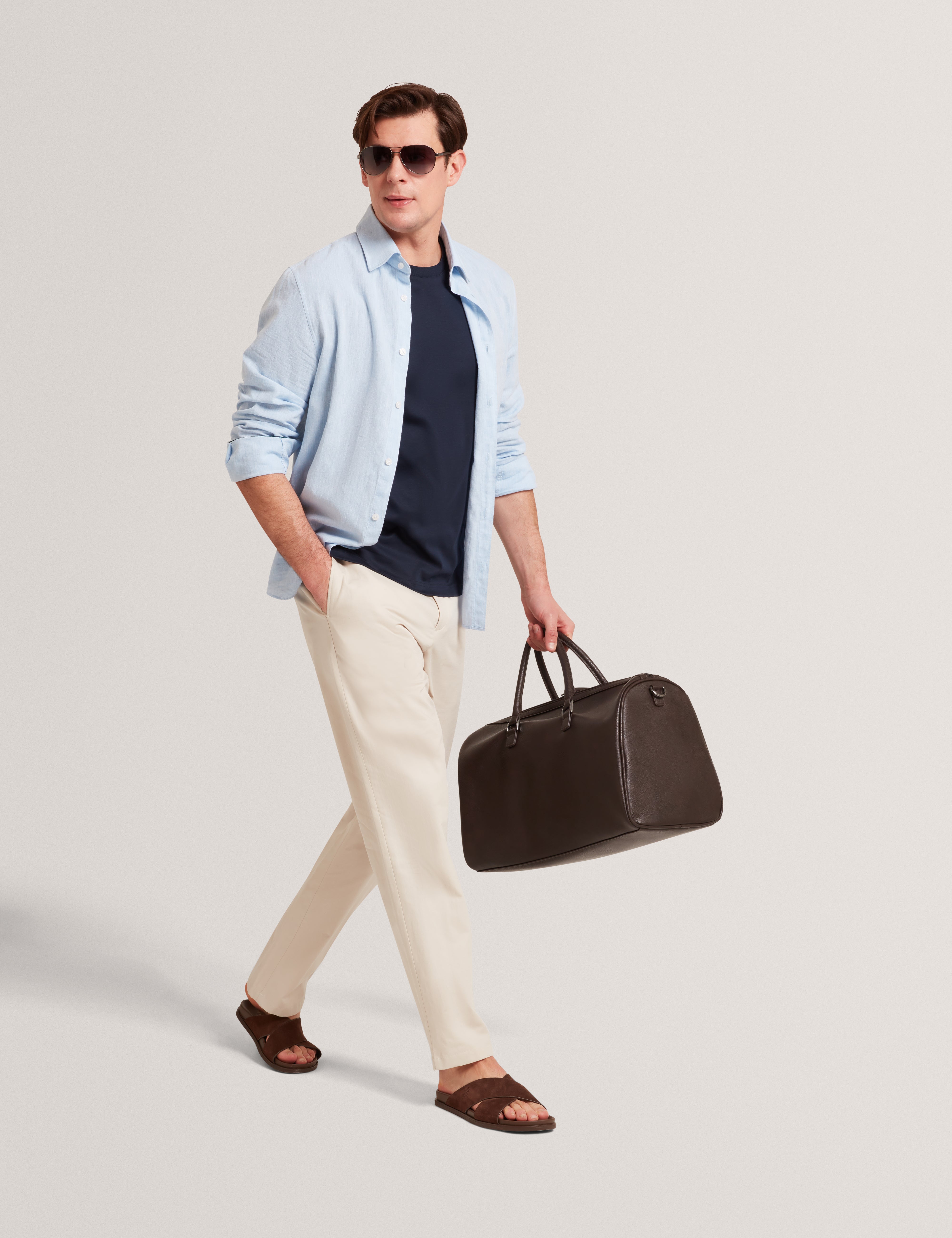 Maurce Straight Leg Linen Blend Trouser Natural