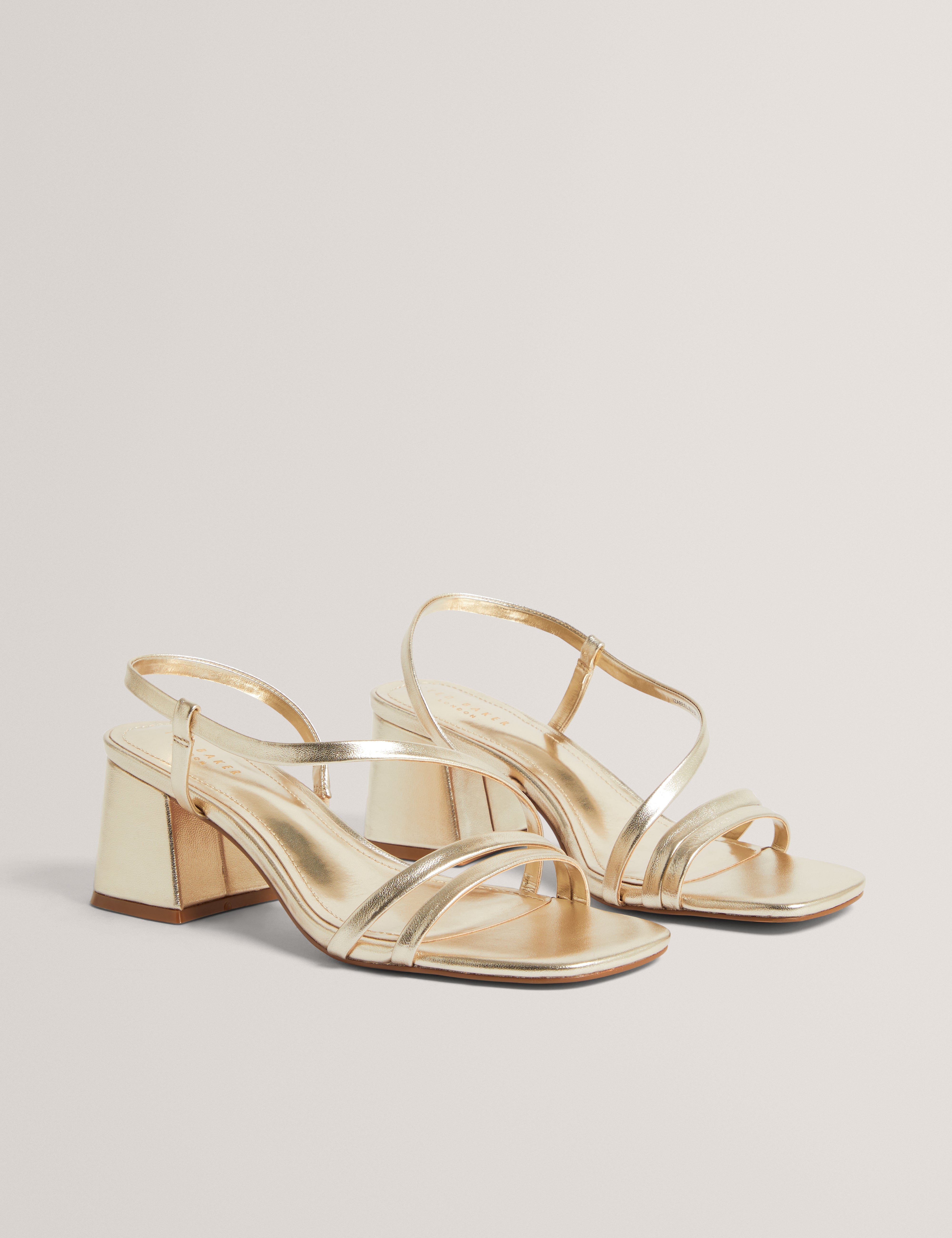 Izabeel Strappy Block Heel Gold