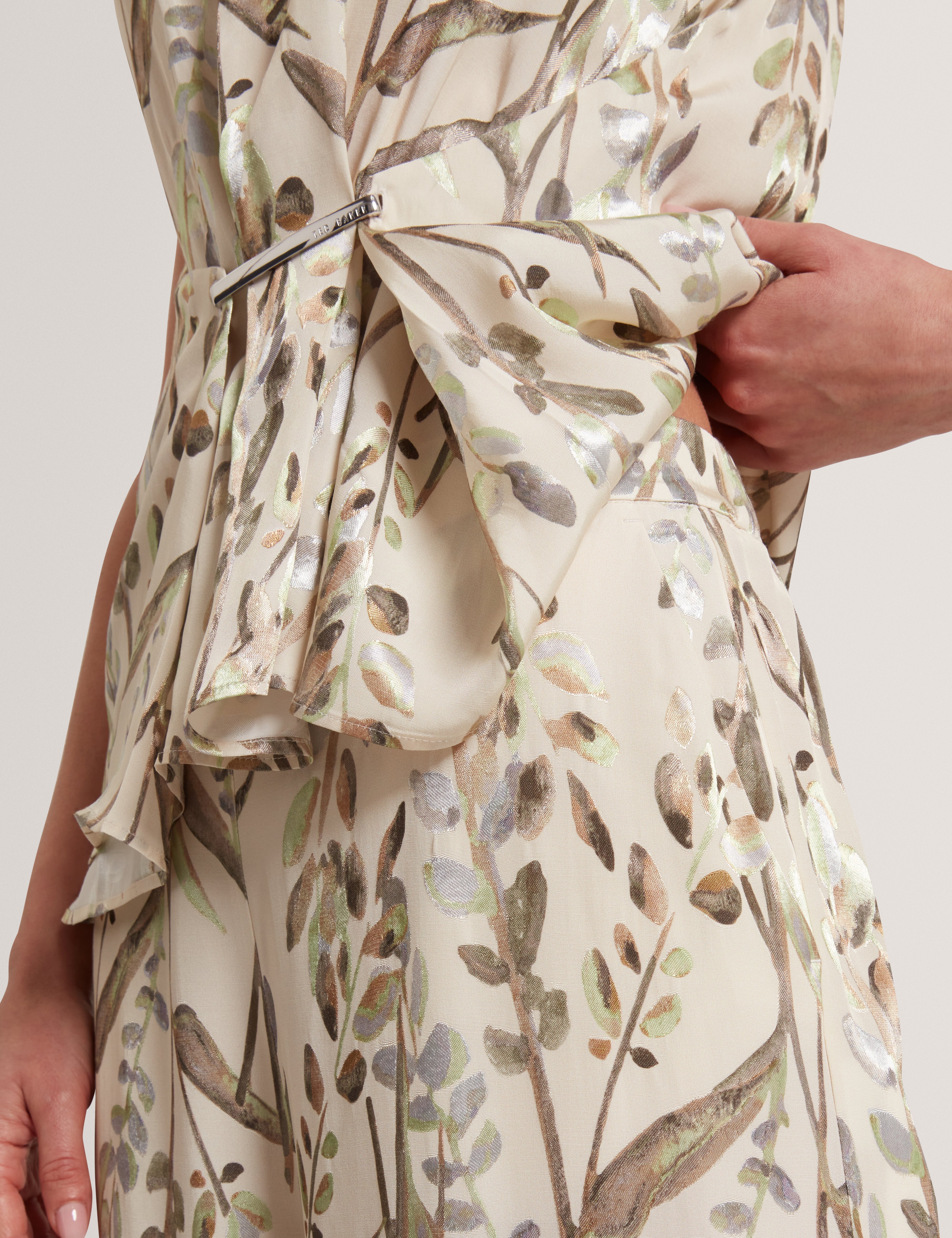 Susski Viscose Jacquard Wide Leg Trouser Natural