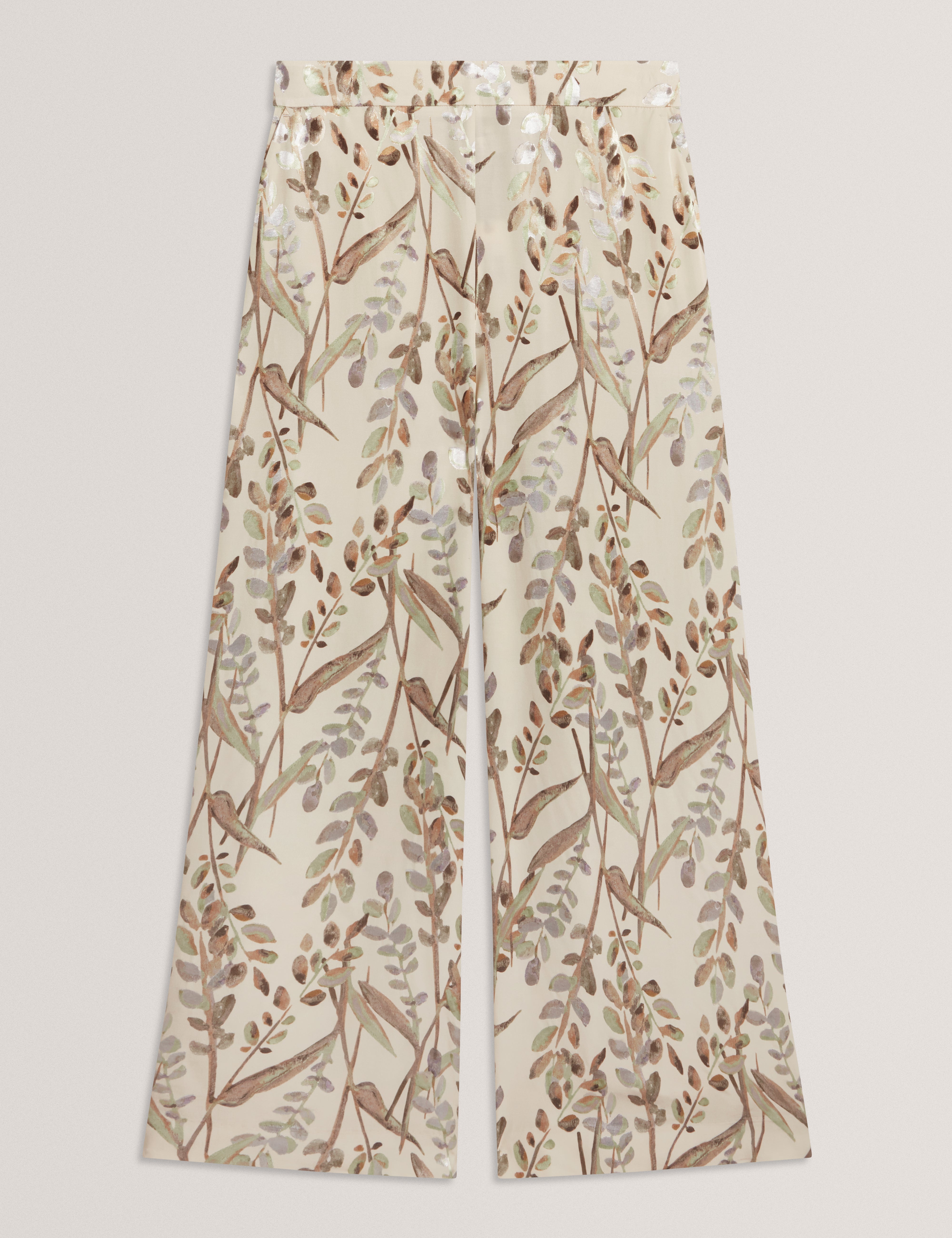 Susski Viscose Jacquard Wide Leg Trouser Natural