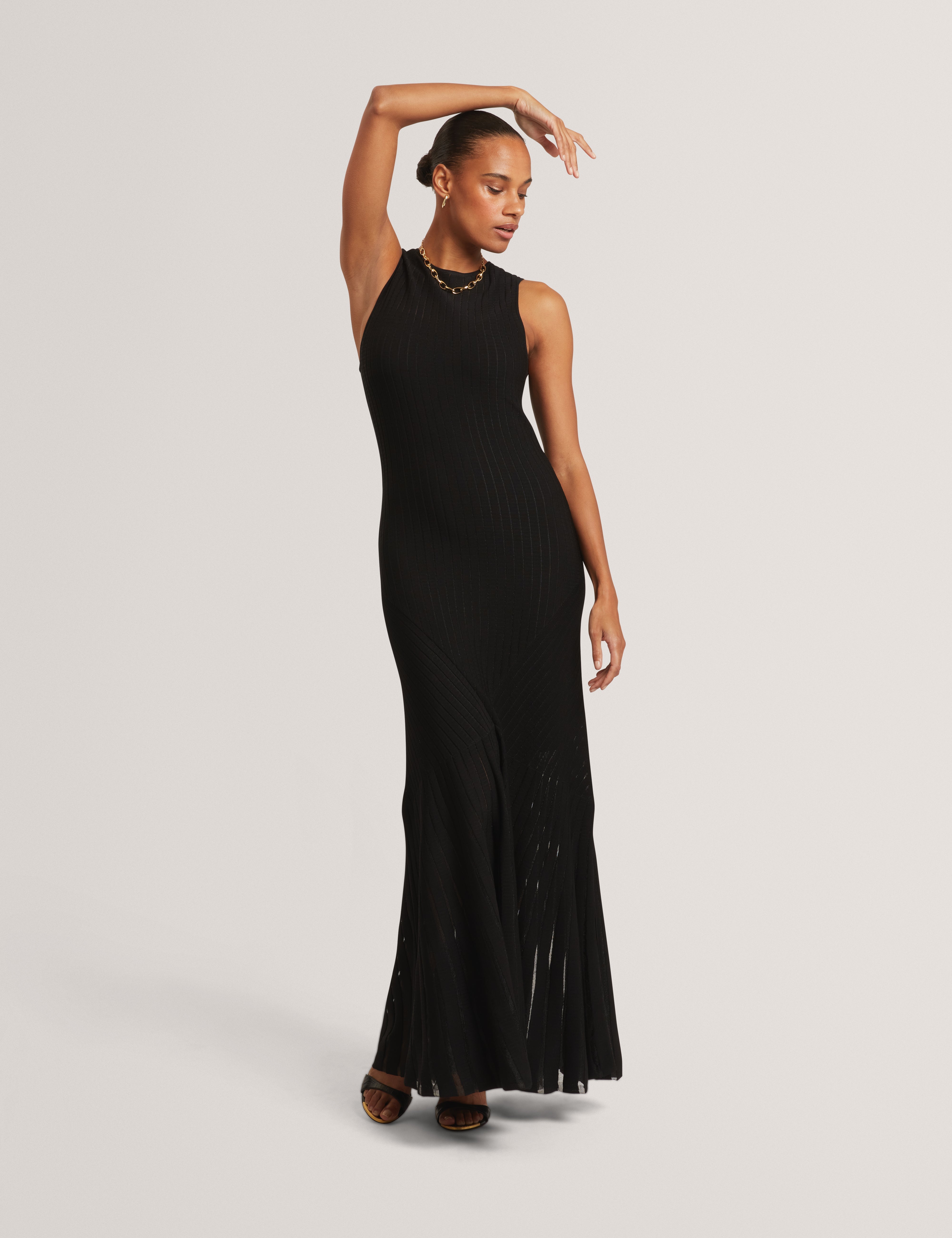 Casandr Stitch Detail Knitted Midi Dress Black