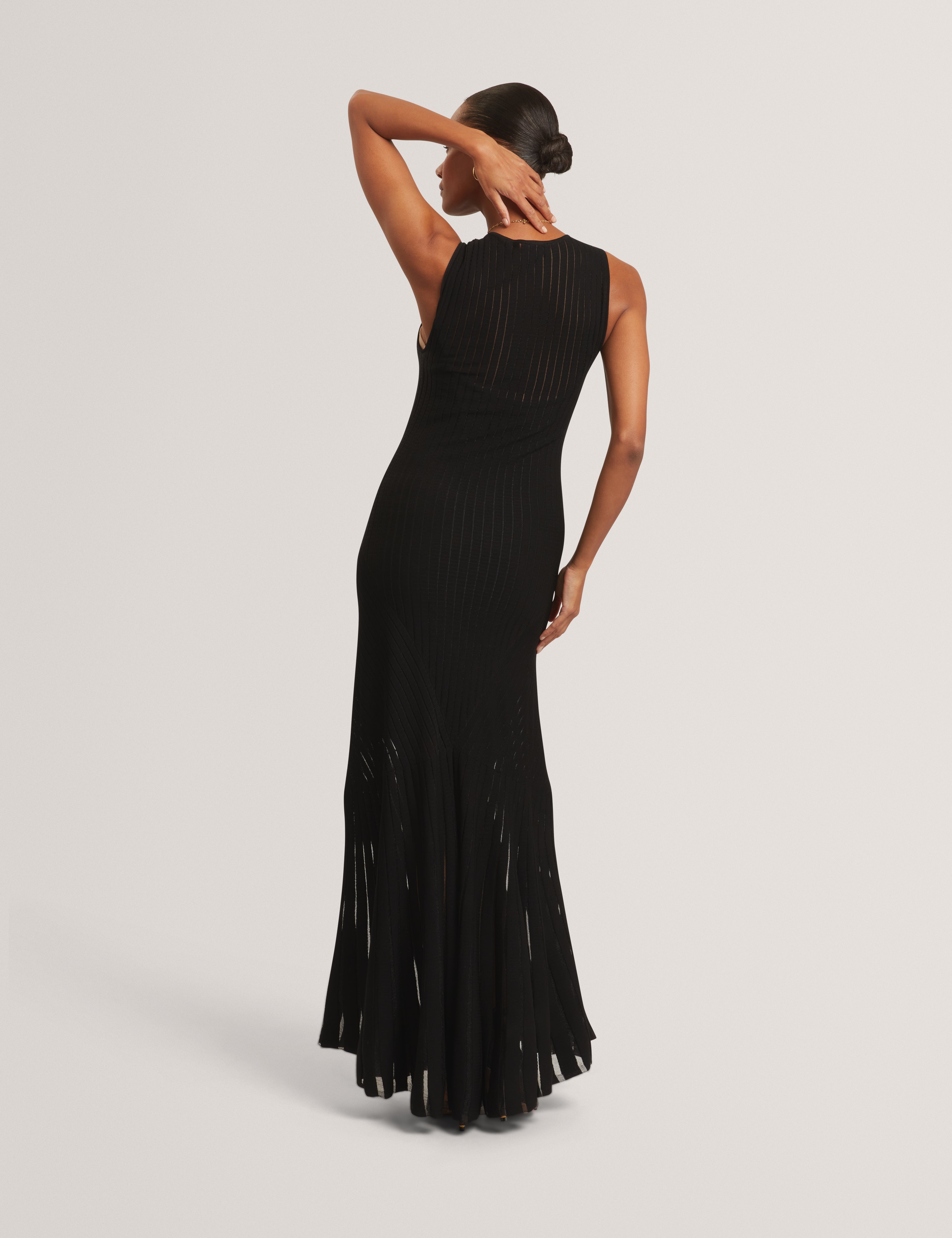Casandr Stitch Detail Knitted Midi Dress Black