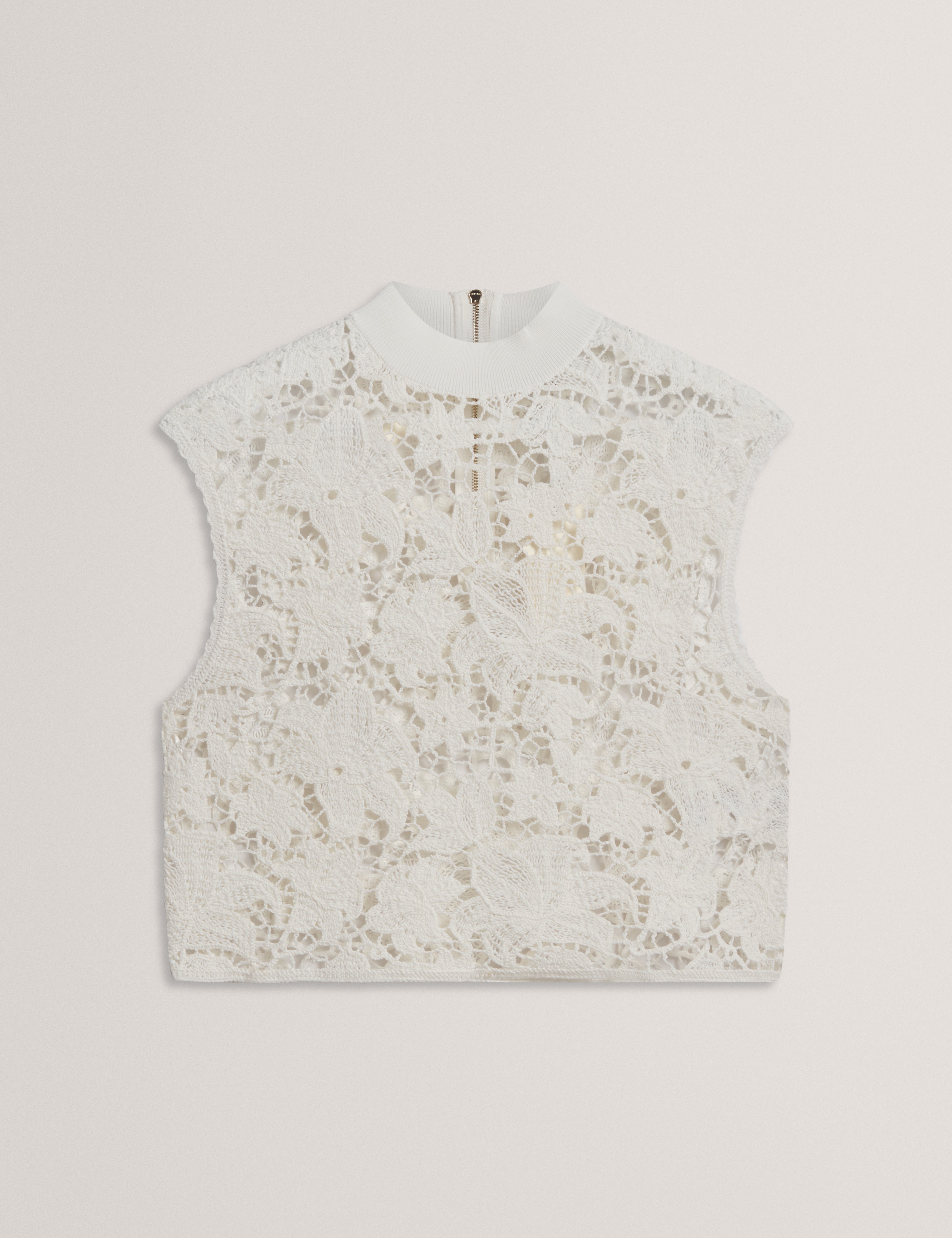 Aenabet Cropped Crochet Top Ivory