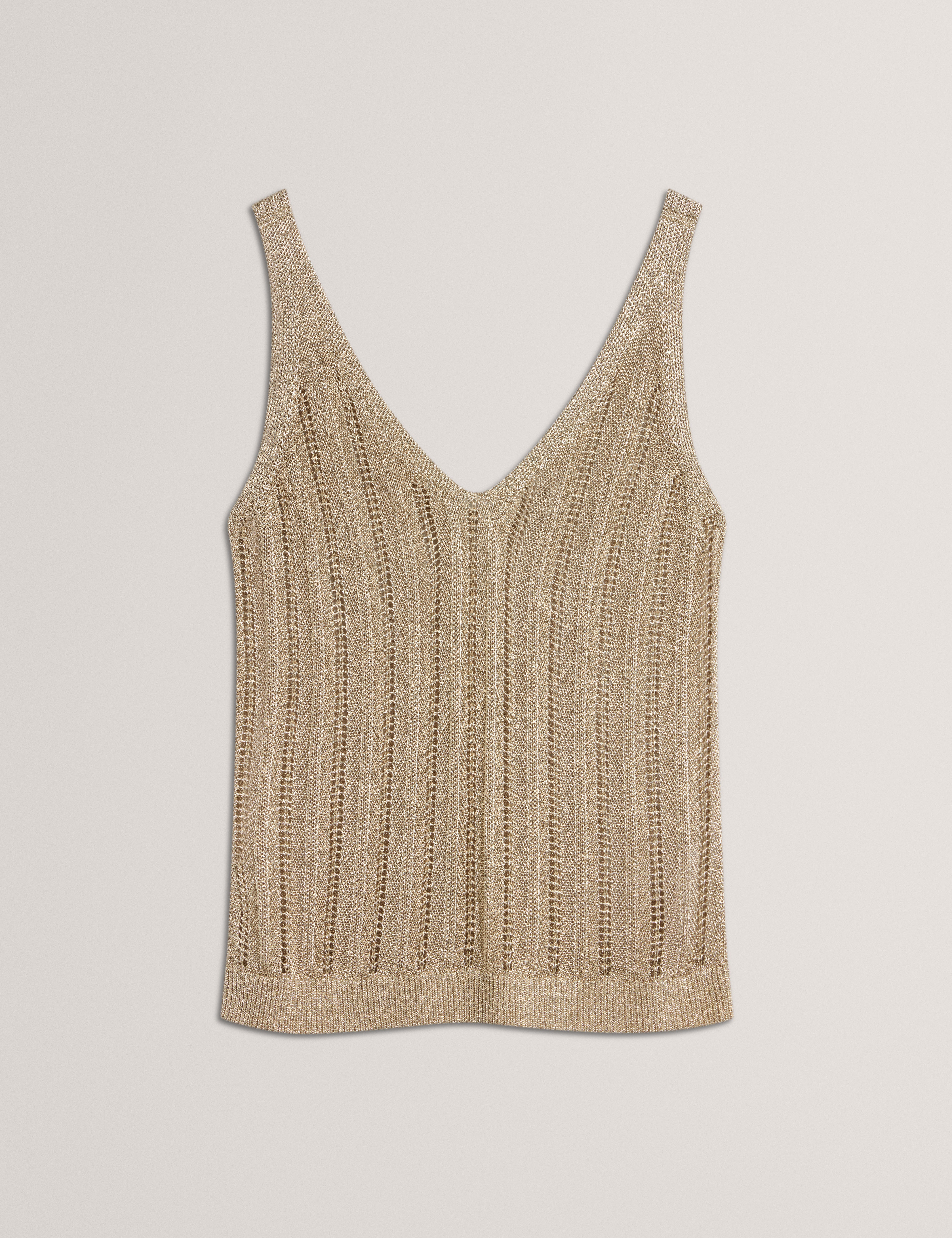 Zefria V-Neck Knitted Tank Top Gold