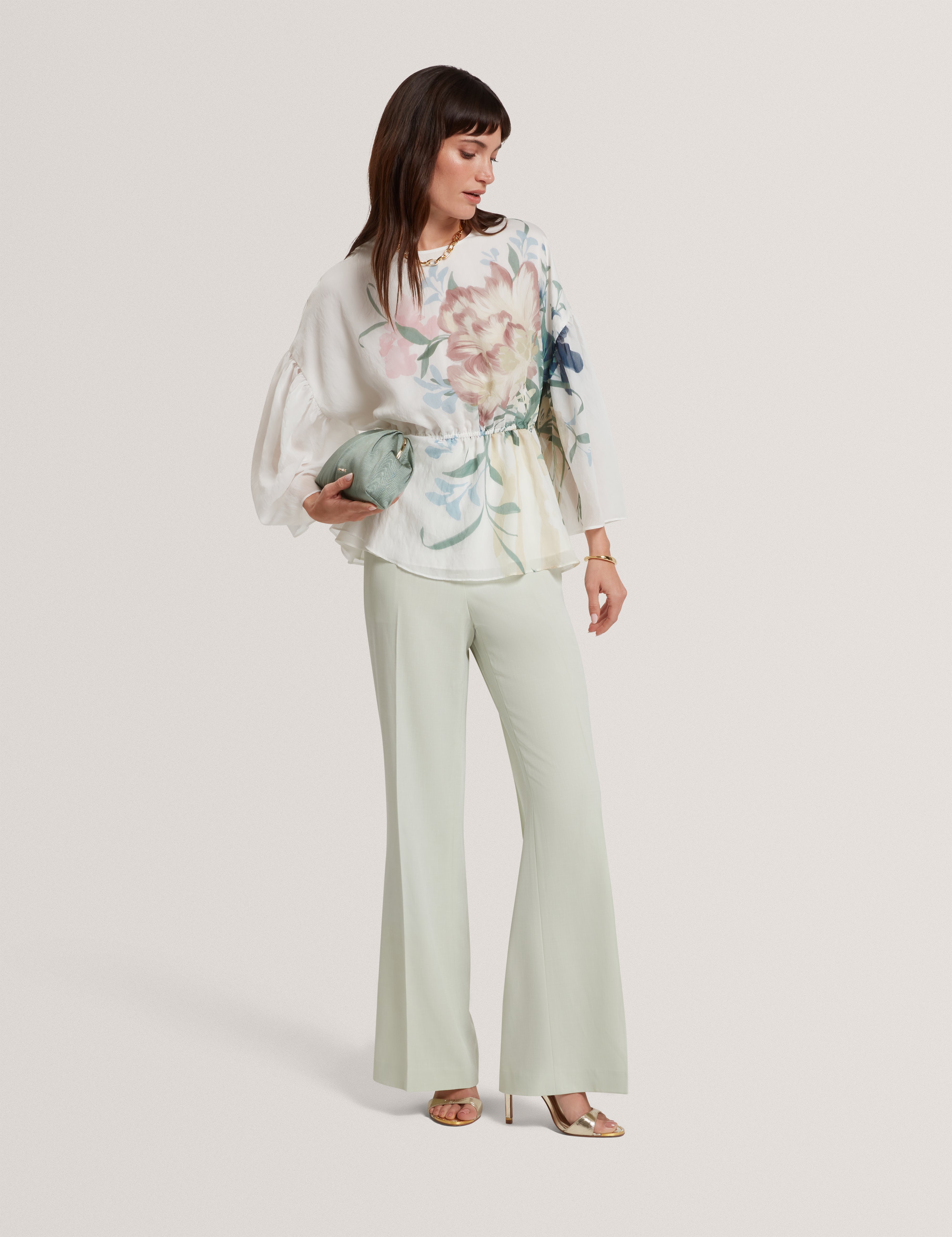 Bridat Kick Flare Tailored Trousers Pl-Green