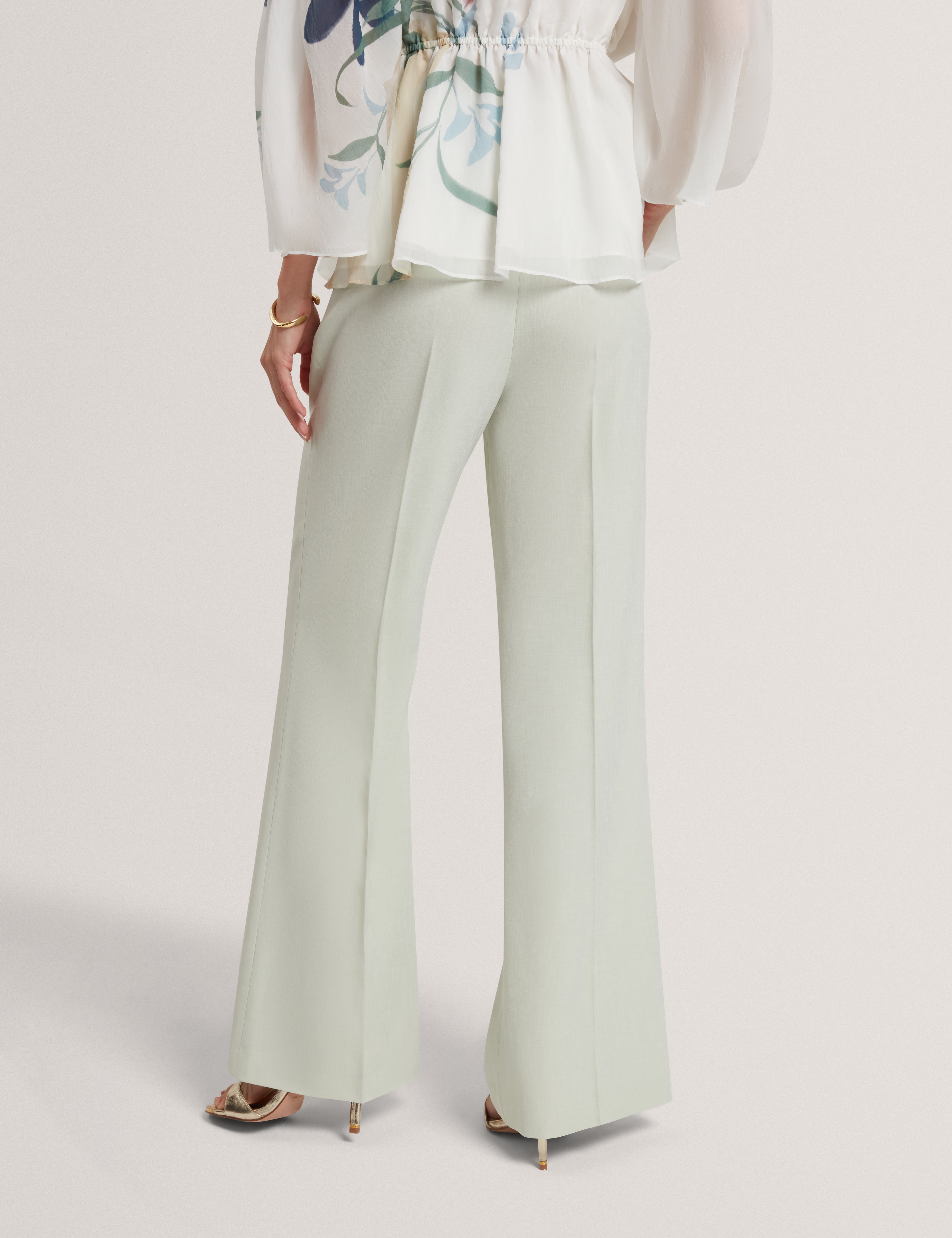 Bridat Kick Flare Tailored Trousers Pl-Green