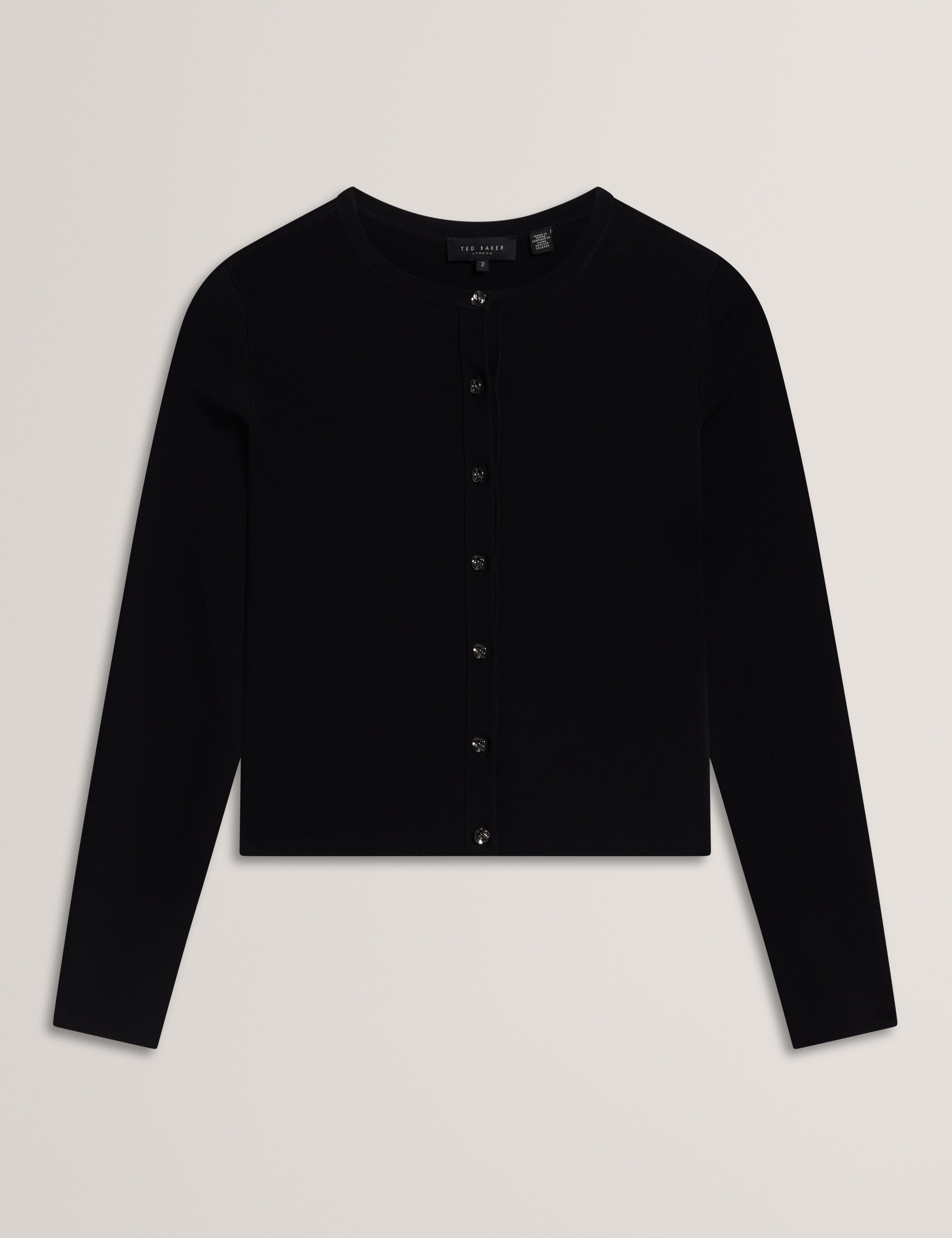Vedla Cropped Crew Neck Cardigan Black
