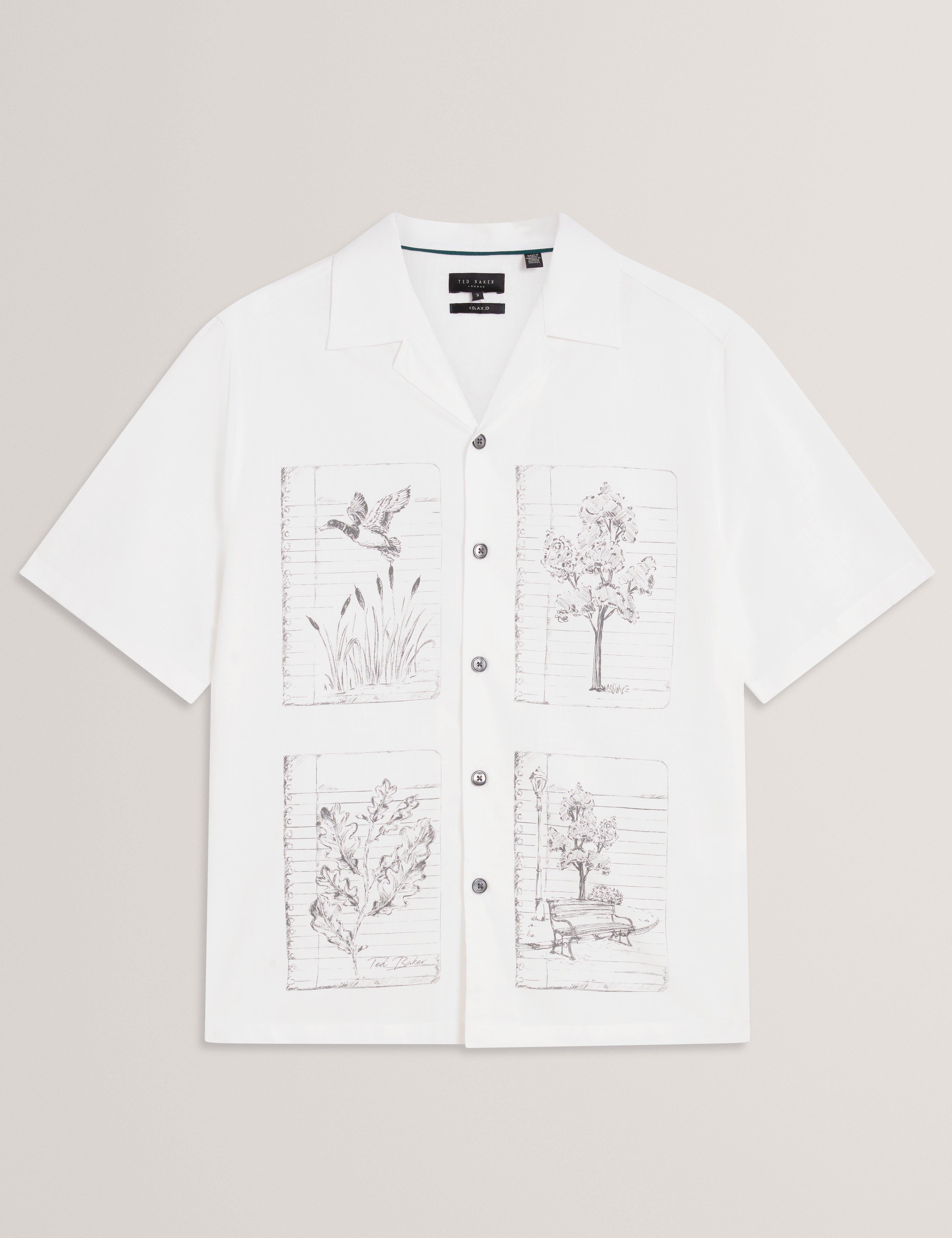 Gallagr Ss Relaxed Box Print Shirt White